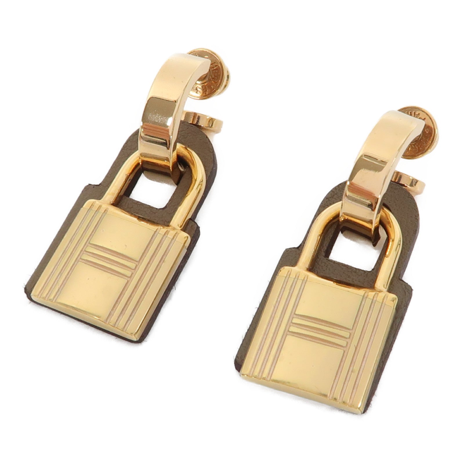 HERMES 金屬/Swift皮革O'Kelly Earrings耳環金色