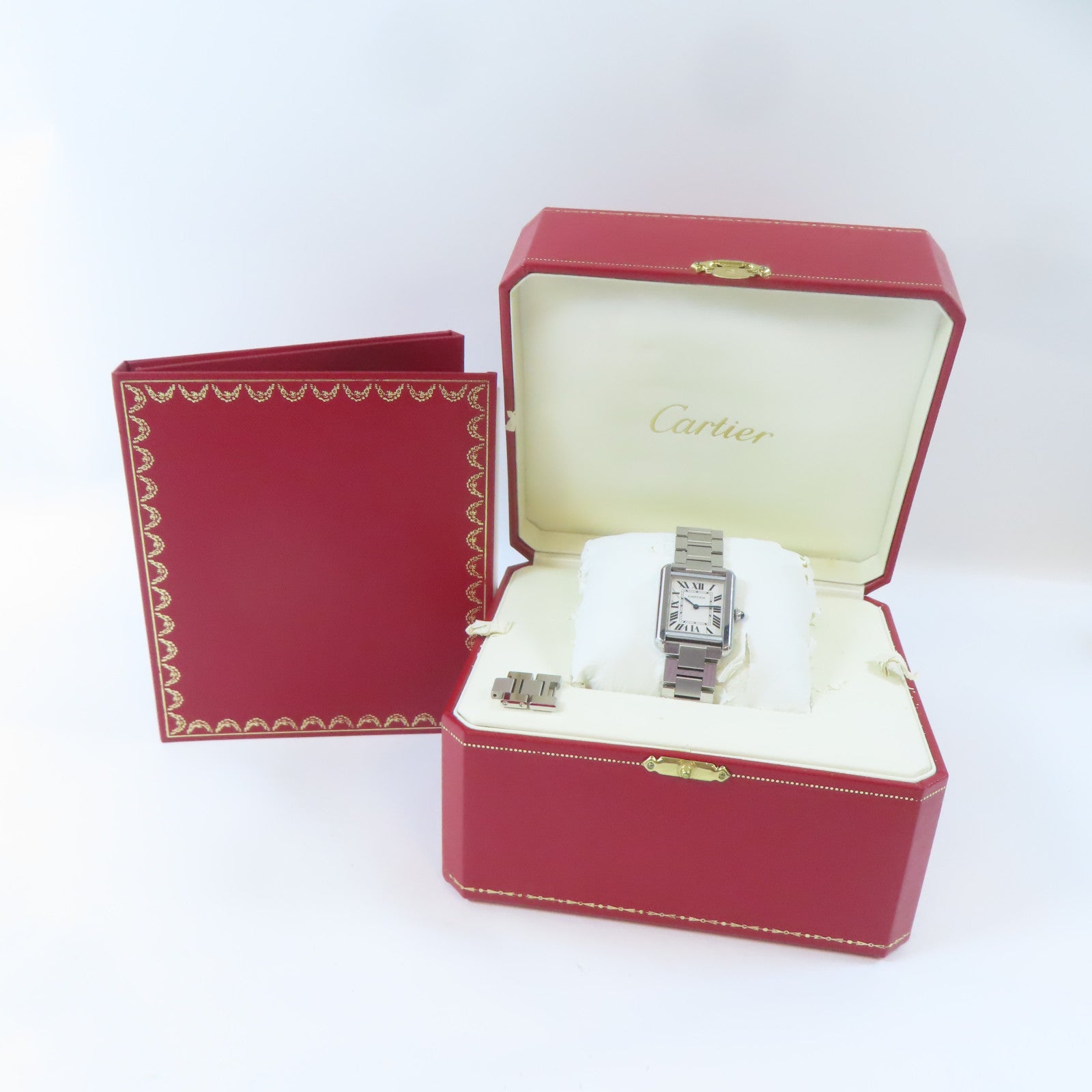 CARTIER Tank Solo不鏽鋼手錶石英機芯白色#15cm