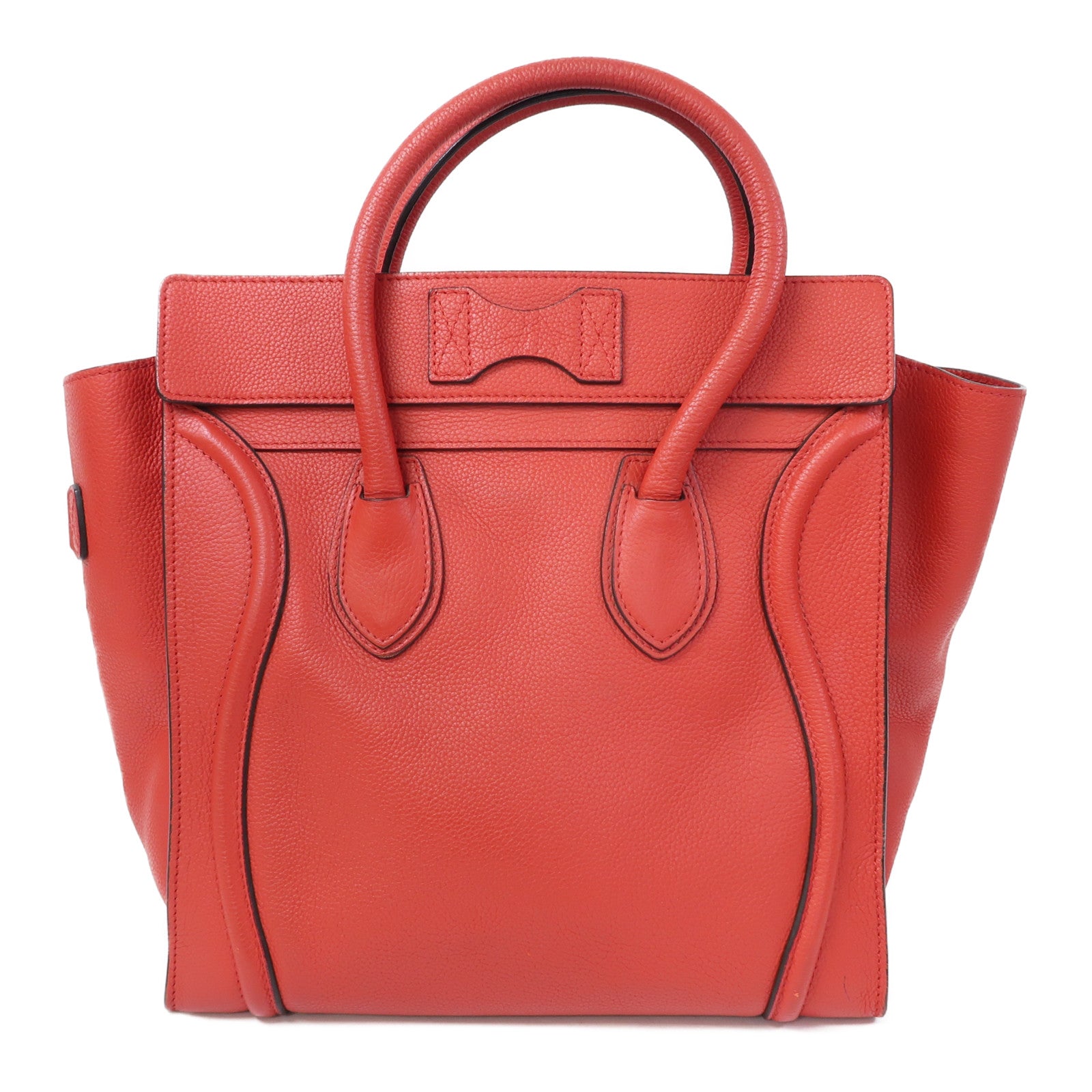 CELINE 牛皮皮革Luggage金扣手挽袋紅色