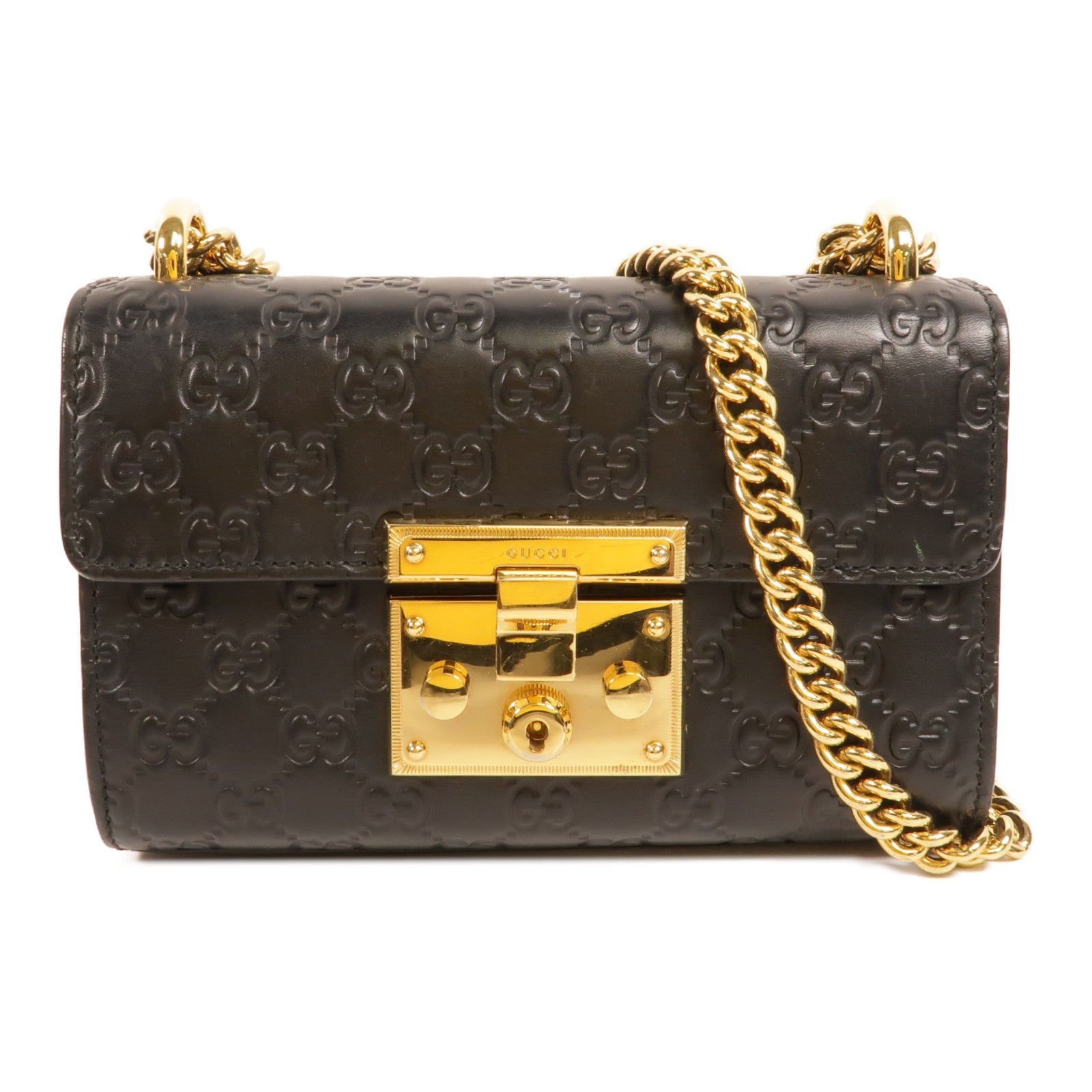 GUCCI 牛皮皮革Padlock Small金扣鏈帶肩背袋