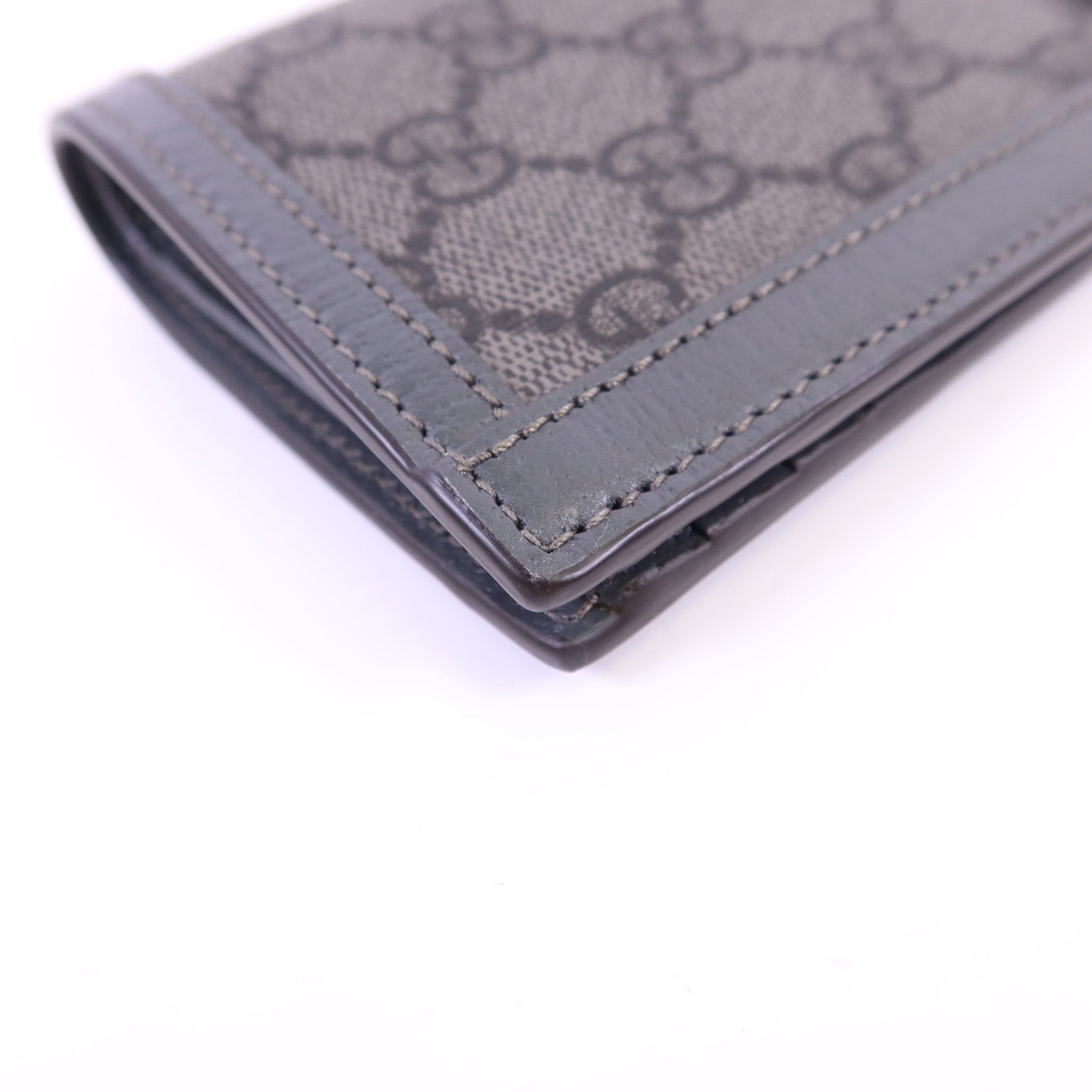 GUCCI 塗層帆布/牛皮皮革Bifold Wallet銀扣錢包
