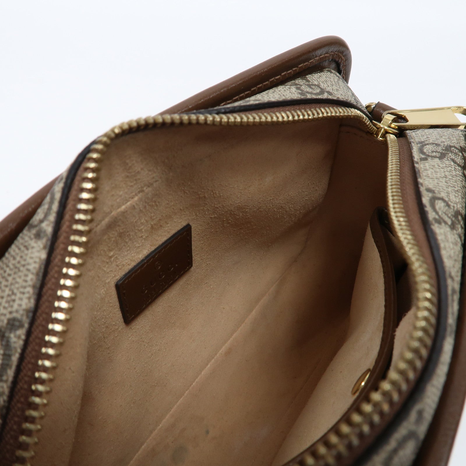 GUCCI 塗層帆布GG Supreme Shoulder Bag金扣肩背袋啡色