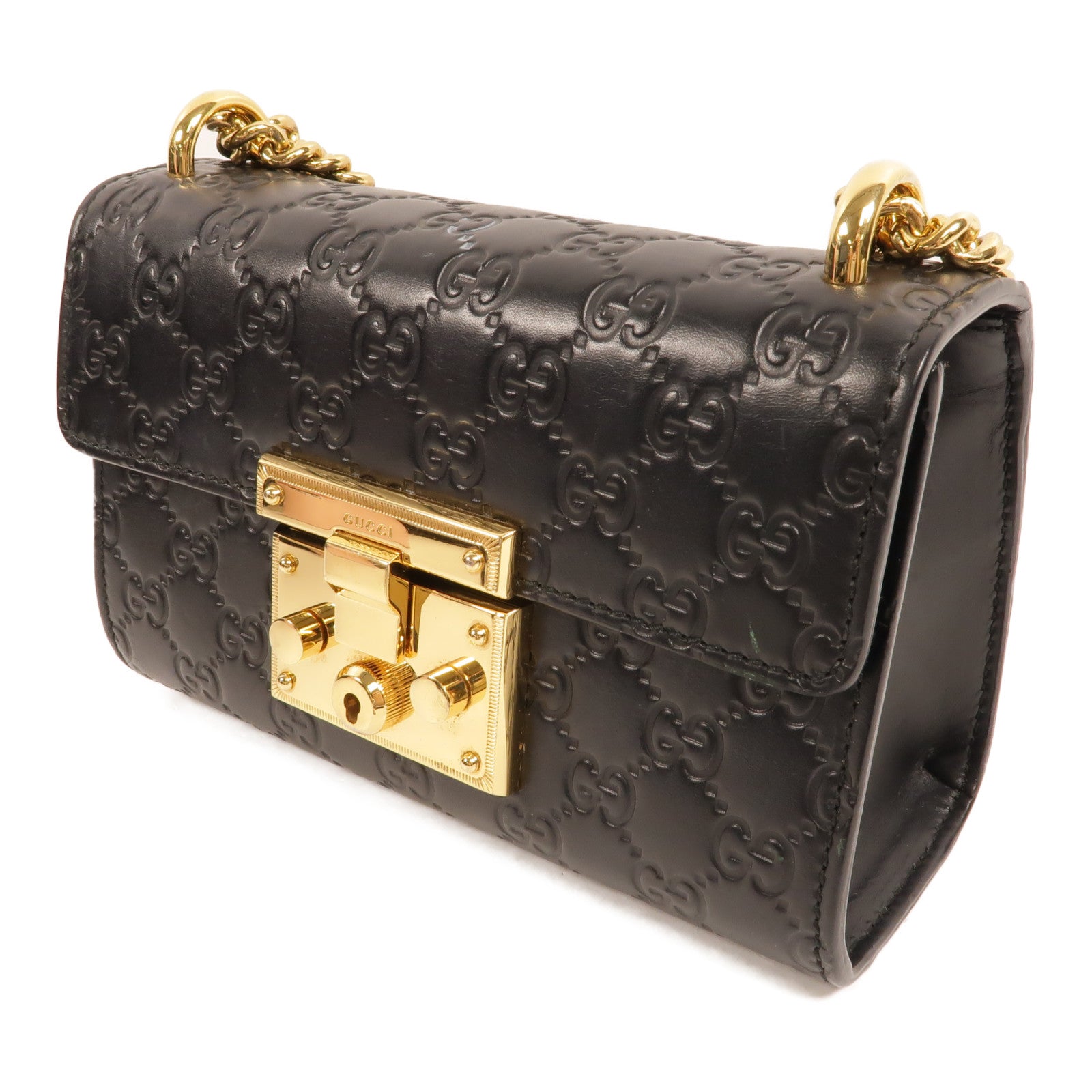 GUCCI 牛皮皮革Padlock Small金扣鏈帶肩背袋