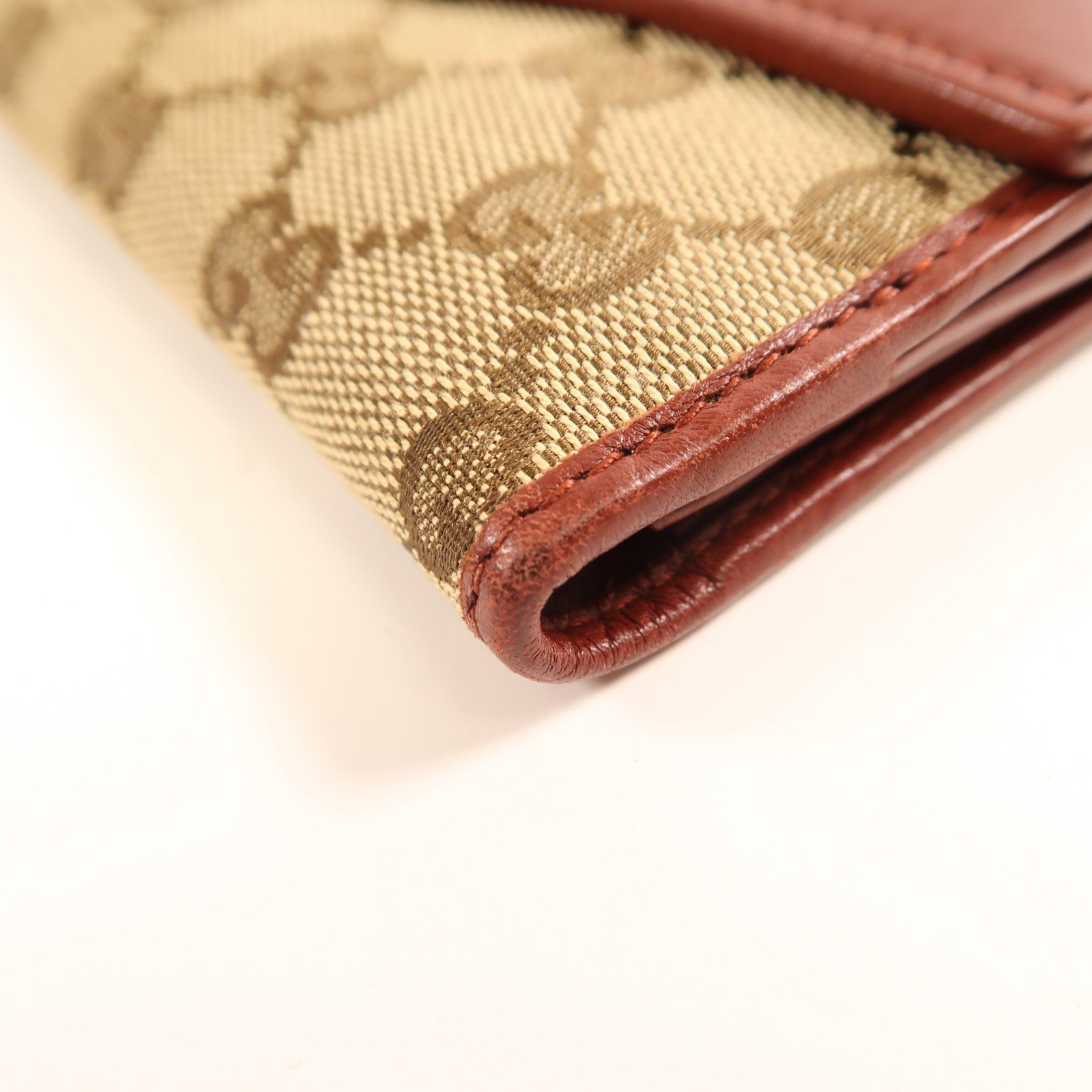 GUCCI 帆布/皮革Long Wallet金扣長錢包