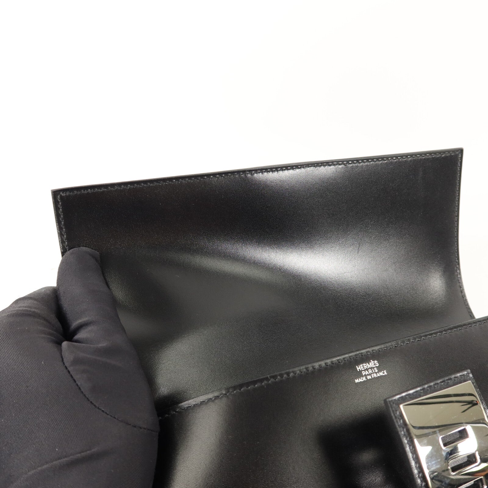 HERMES Box皮革Medor 23手拿包Noir