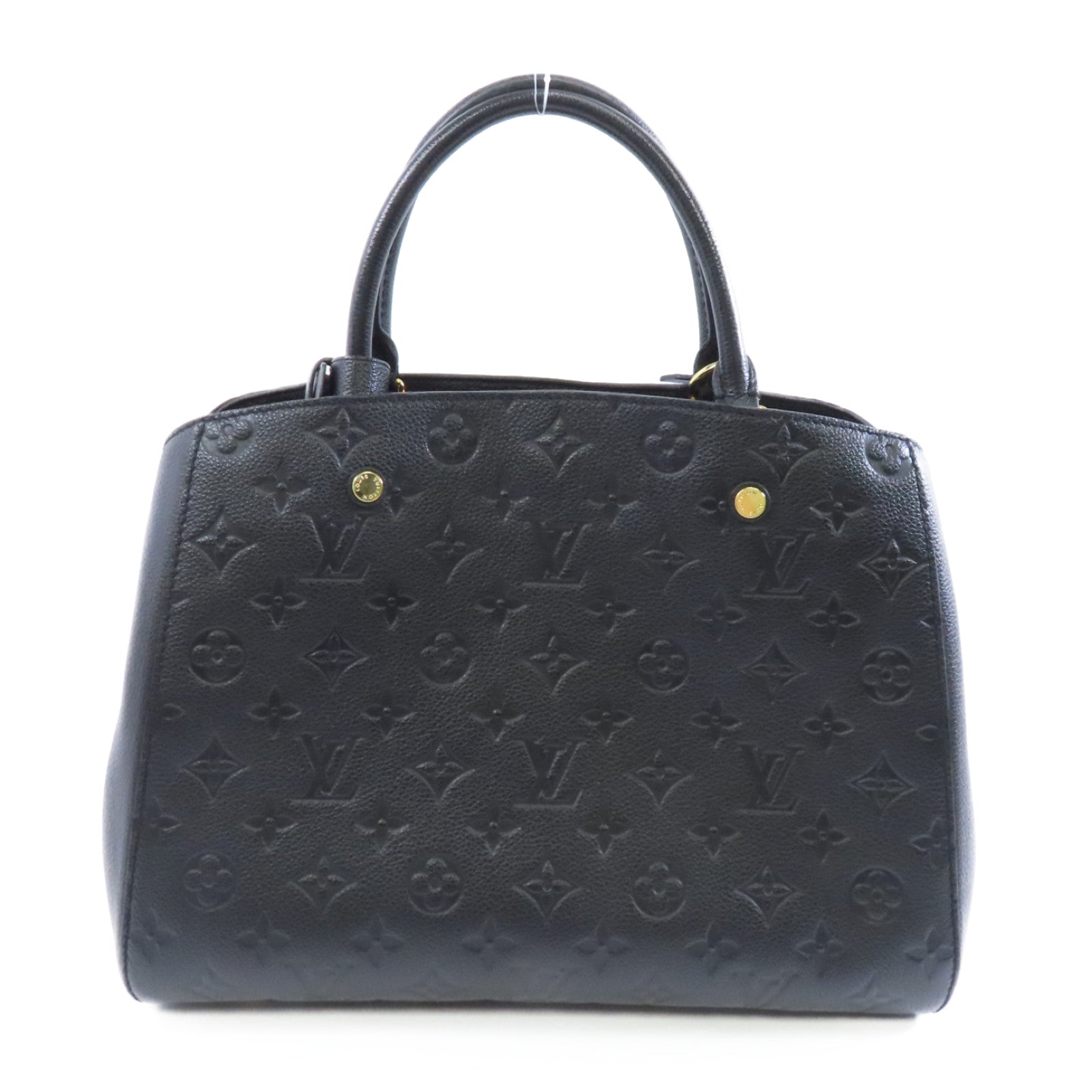 LOUIS VUITTON Monogram Empreinte Montaigne MM金扣手挽肩背兩用袋黑色