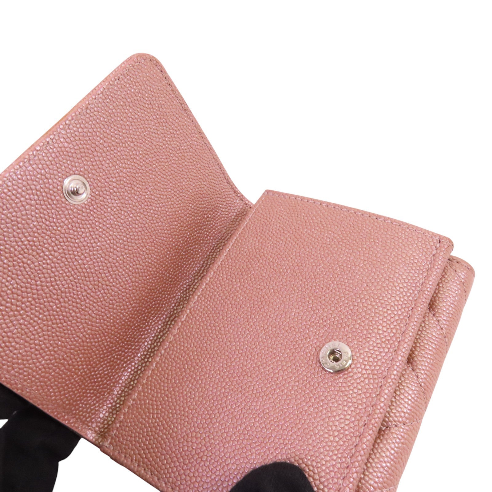 CHANEL 牛皮皮革Mini Wallet銀扣短錢包