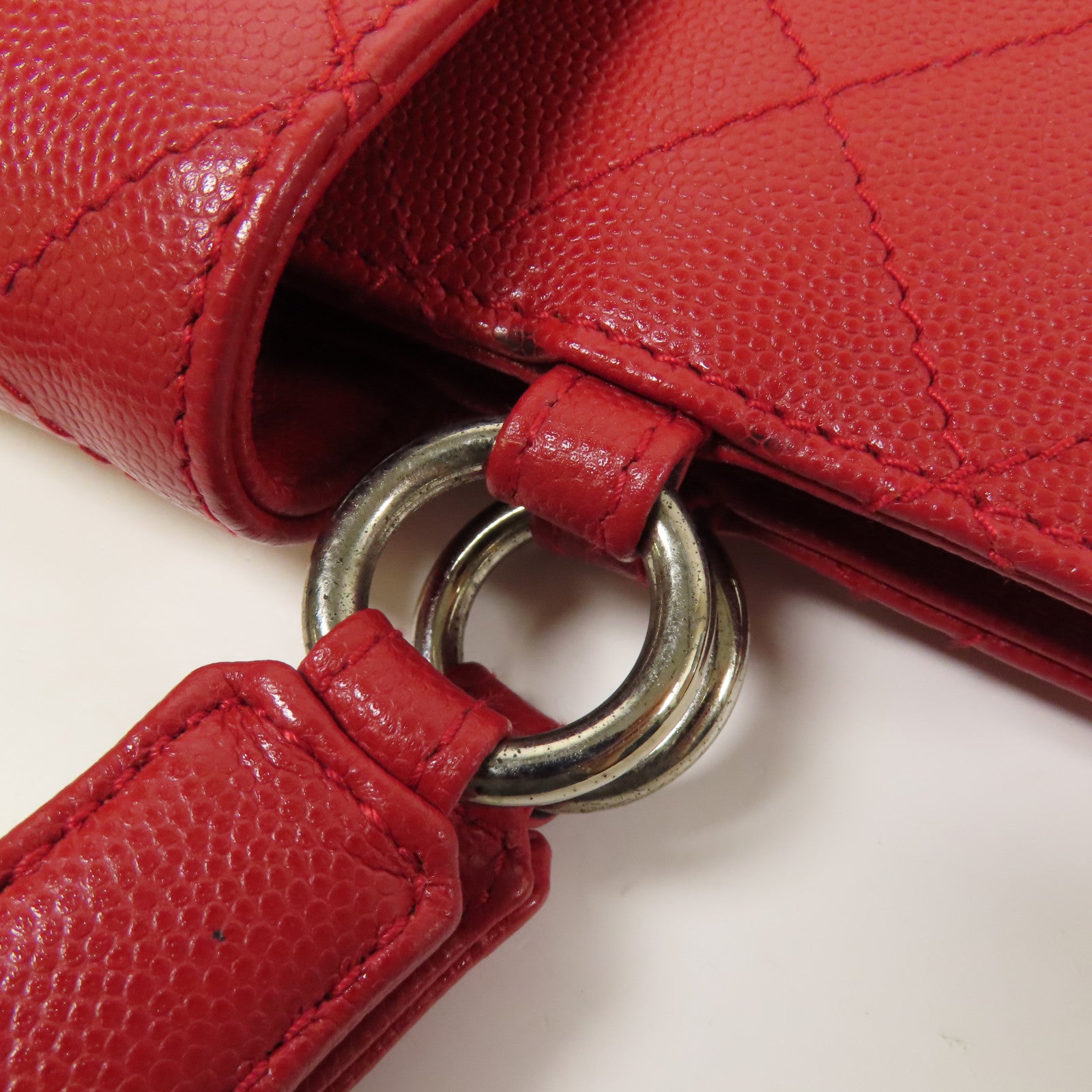 CHANEL 牛皮皮革Handbag銀扣手挽袋