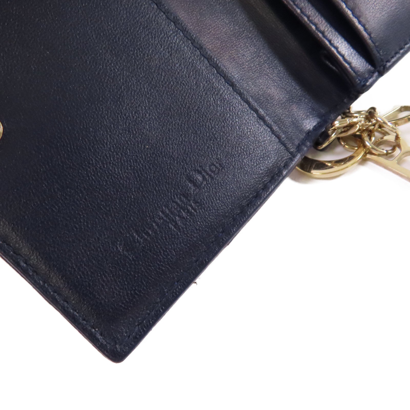 Dior 羊皮皮革Card Case金扣卡片套寶藍色