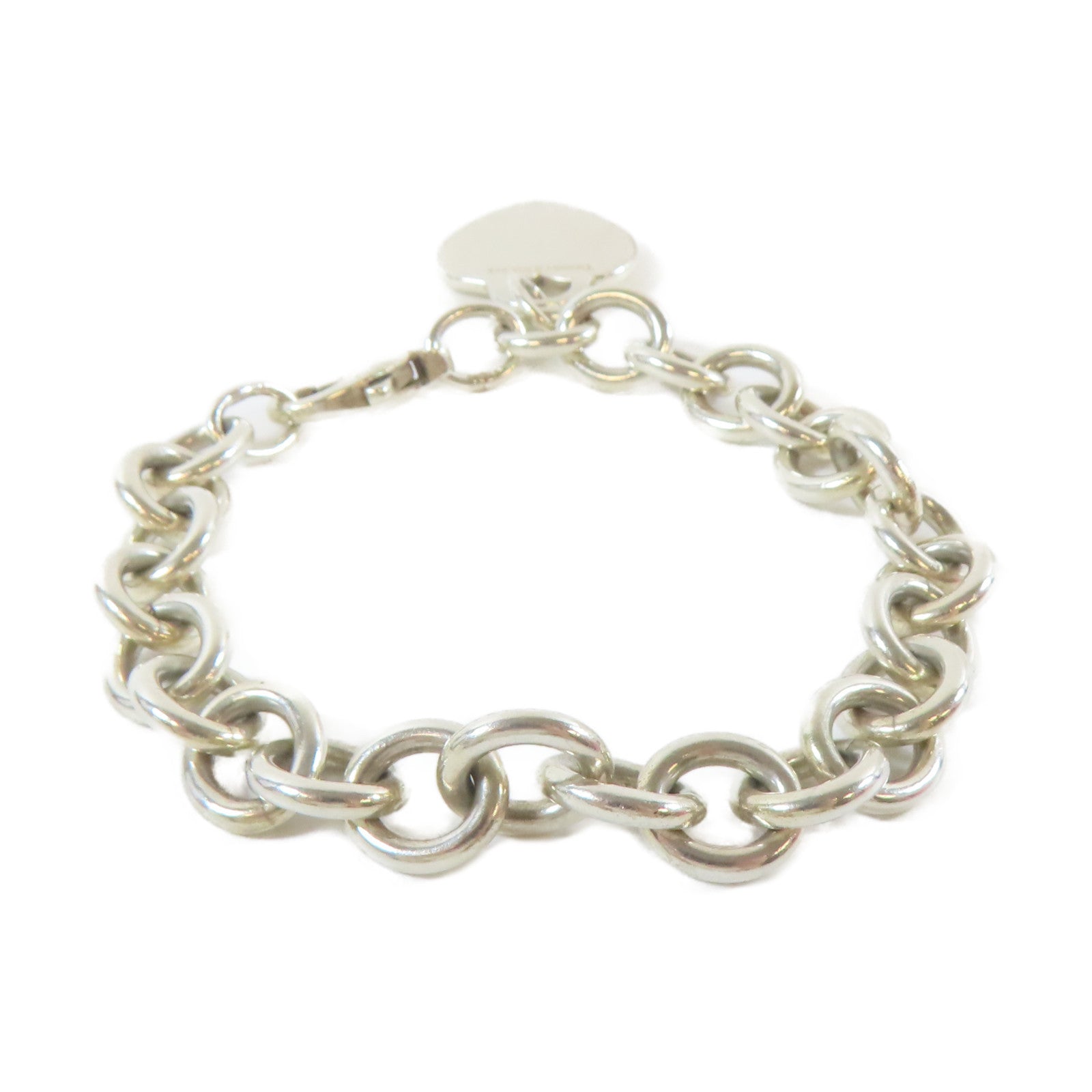 TIFFANY＆CO 925純銀Plain Heart Tag Bracelet手鏈#17.25cm