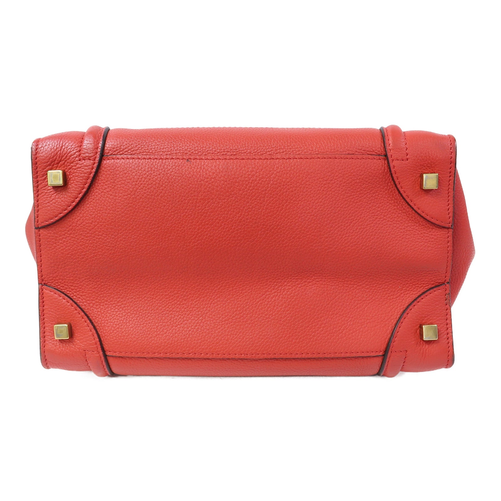 CELINE 牛皮皮革Luggage金扣手挽袋紅色