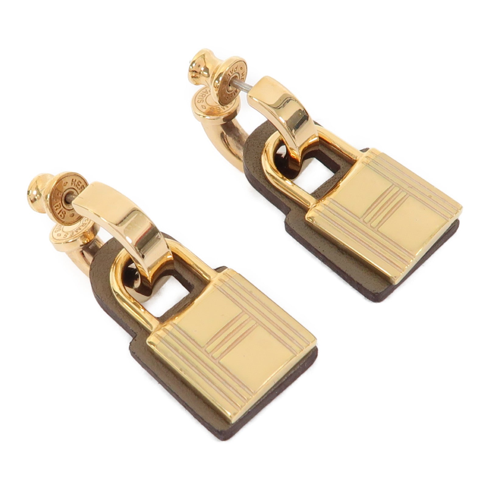 HERMES 金屬/Swift皮革O'Kelly Earrings耳環金色