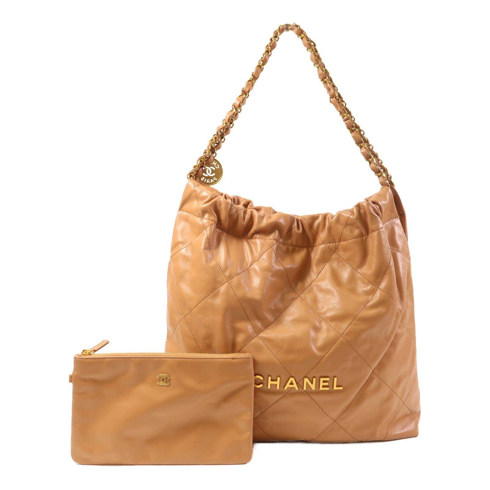 CHANEL 牛皮皮革Chanel 22 Medium金扣鏈帶肩背袋