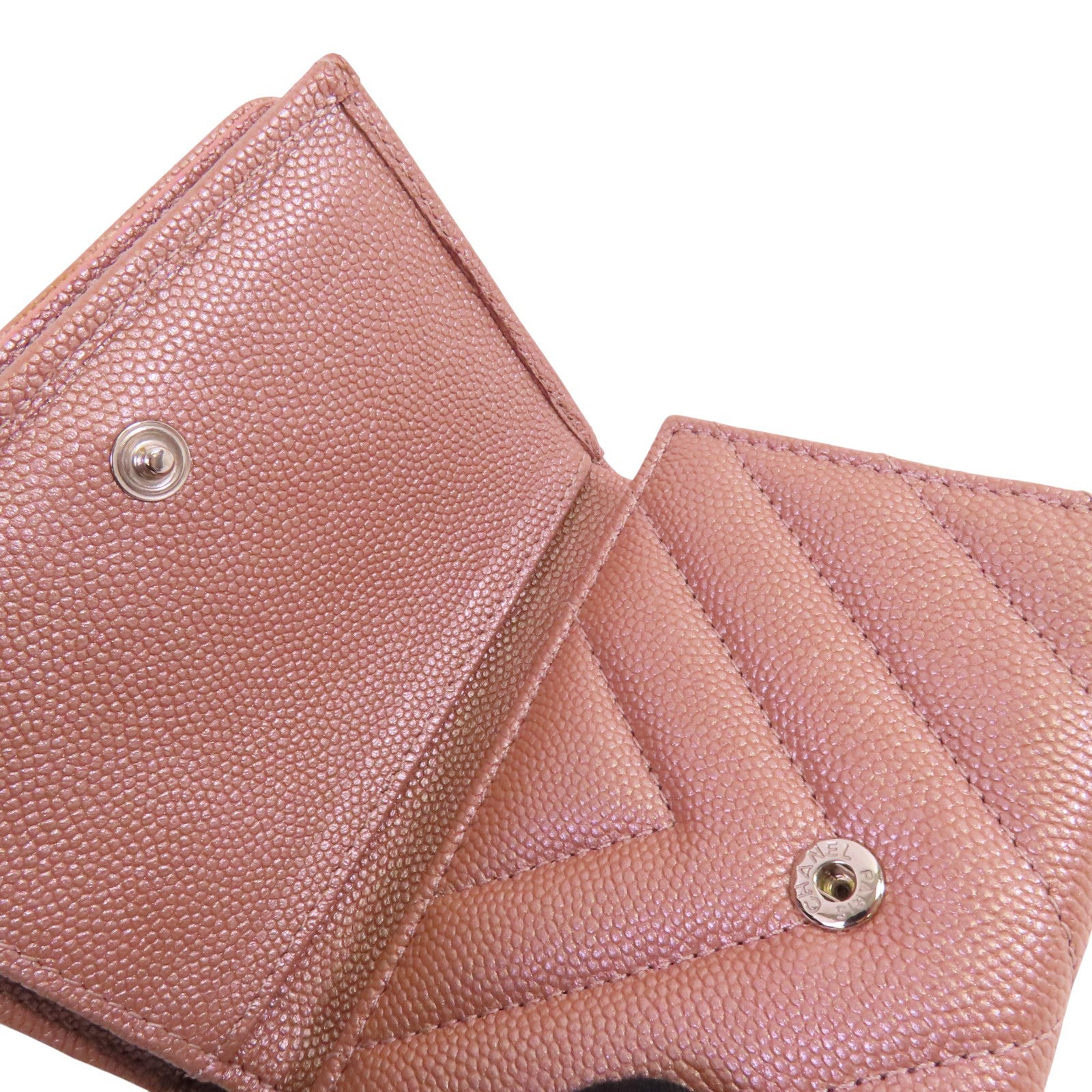 CHANEL 牛皮皮革Mini Wallet銀扣短錢包