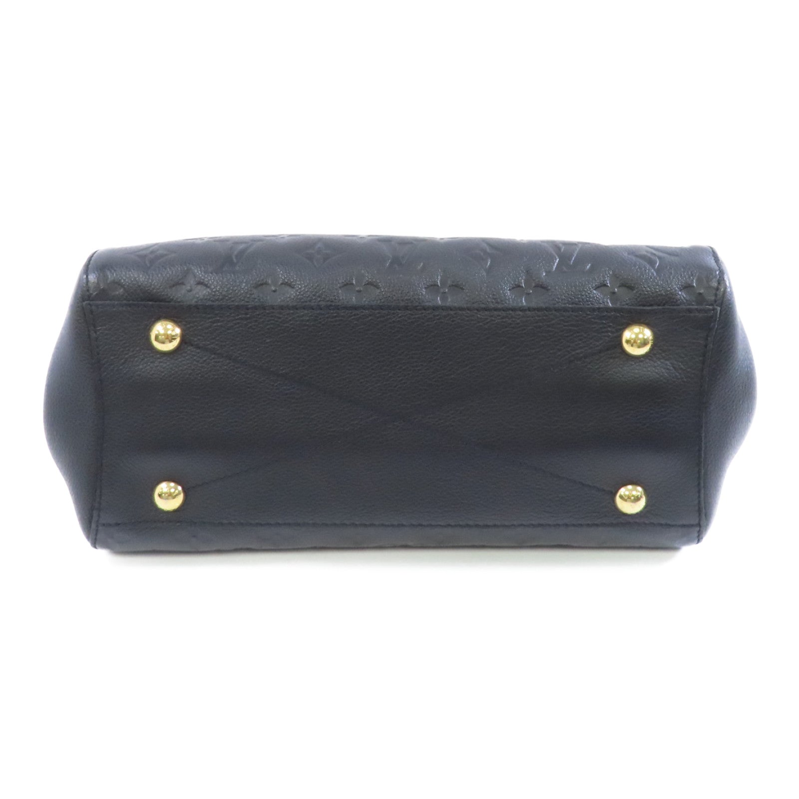 LOUIS VUITTON Monogram Empreinte Montaigne MM金扣手挽肩背兩用袋黑色