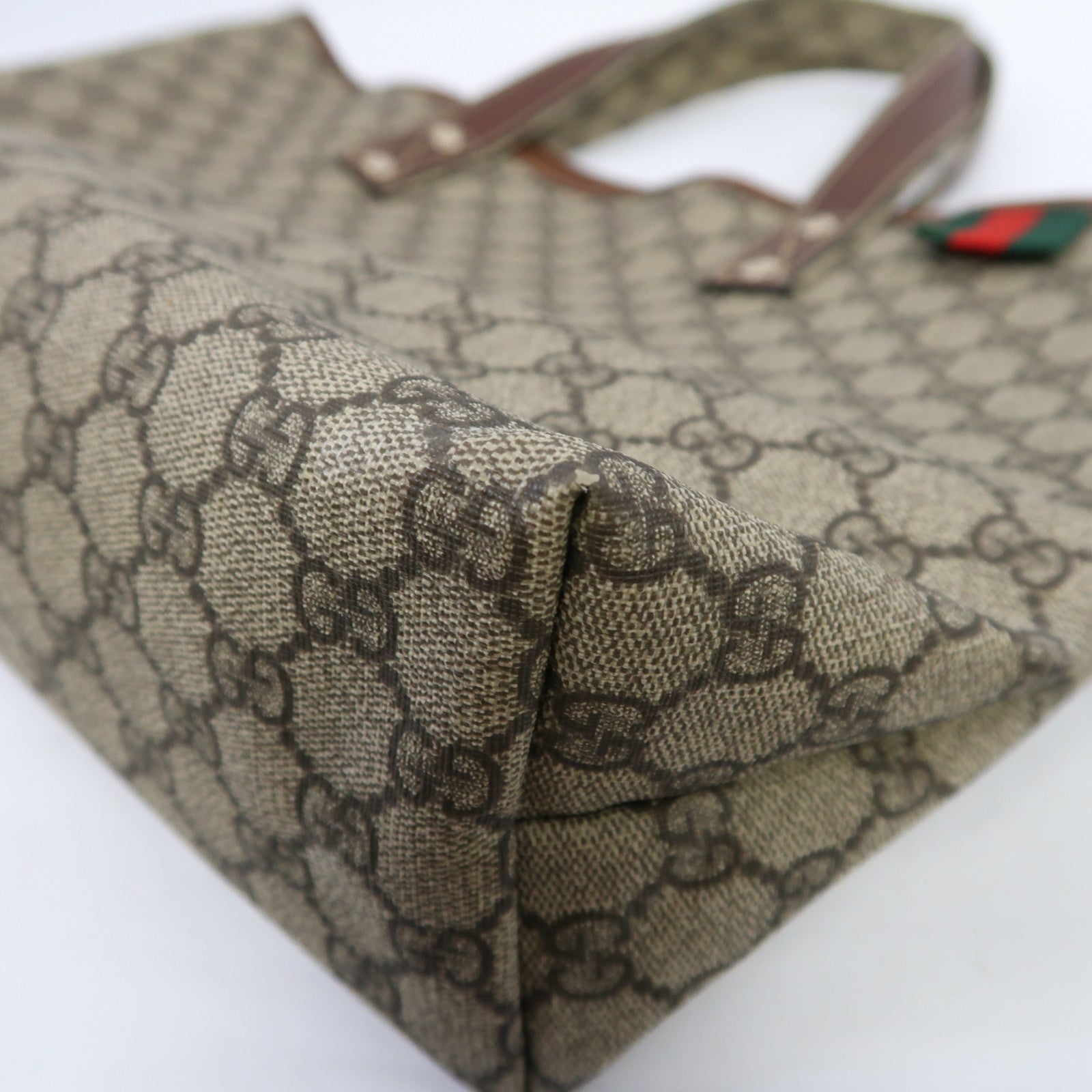 GUCCI 塗層帆布Tote Bag金扣手挽袋啡色