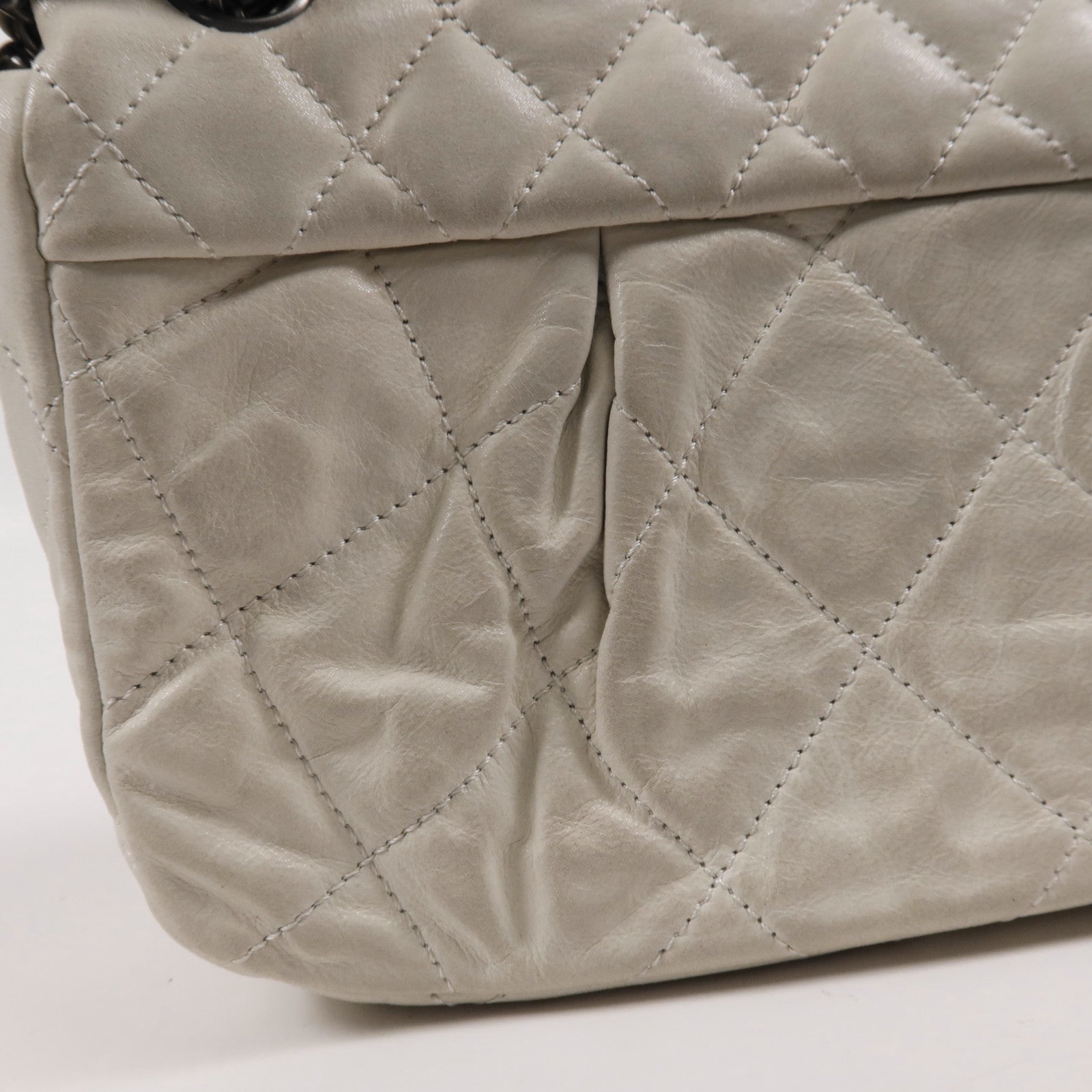 CHANEL 牛皮皮革Chain Shoulder銀扣鏈帶肩背袋