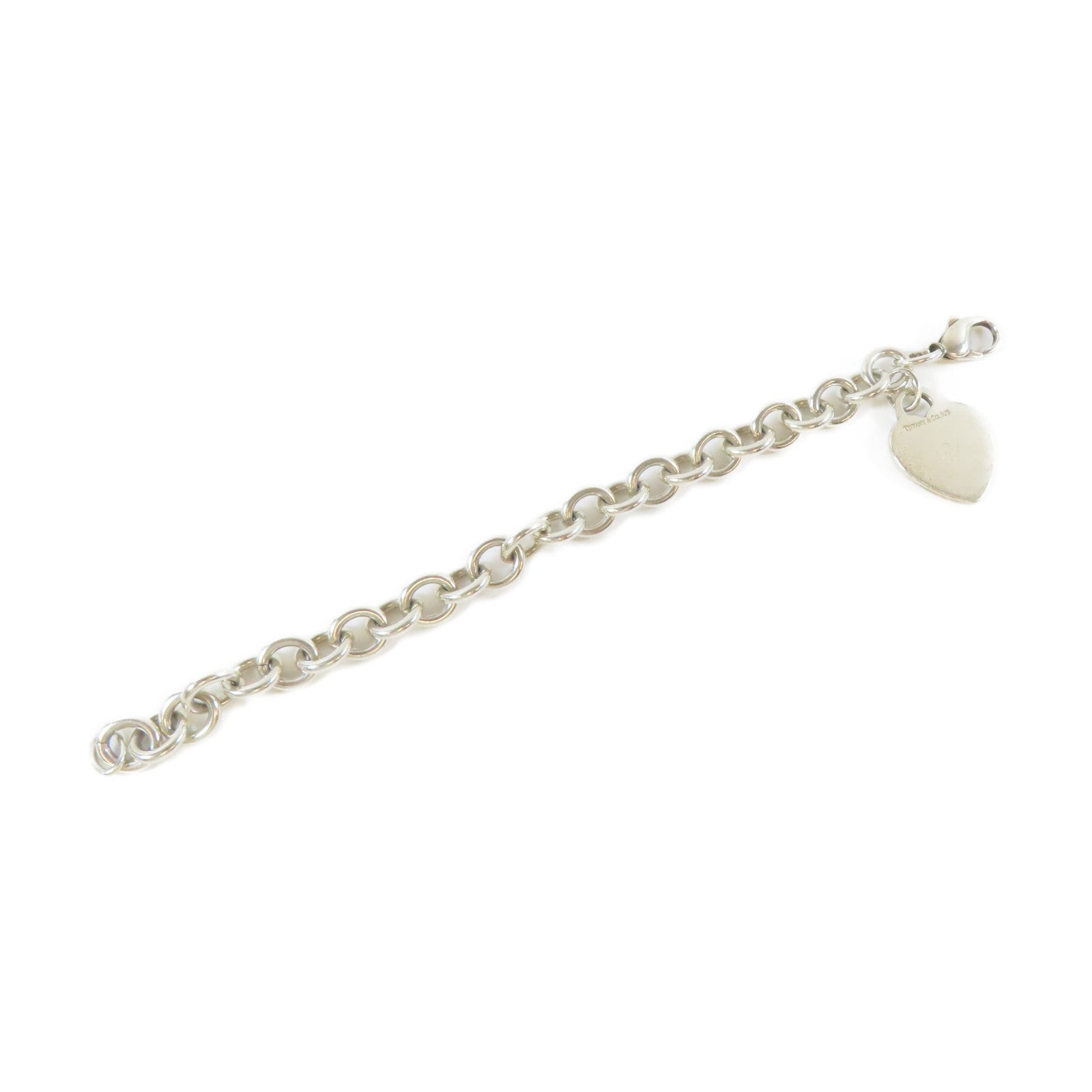 TIFFANY＆CO 925純銀Plain Heart Tag Bracelet手鏈#17.25cm