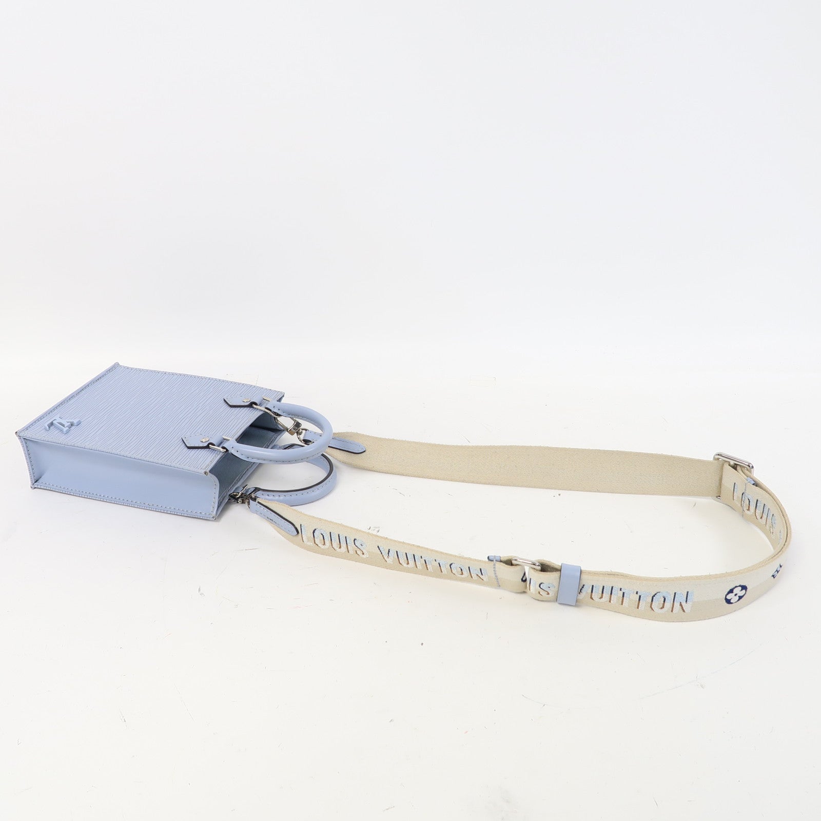 LOUIS VUITTON Epi Petit Sac Piat銀扣手挽肩背兩用袋藍色