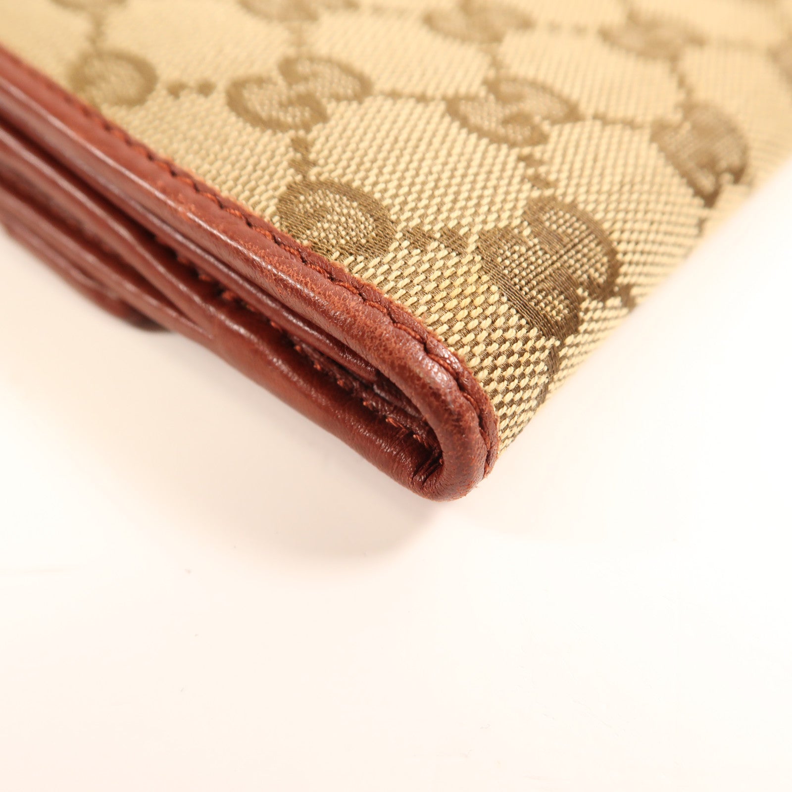GUCCI 帆布/皮革Long Wallet金扣長錢包