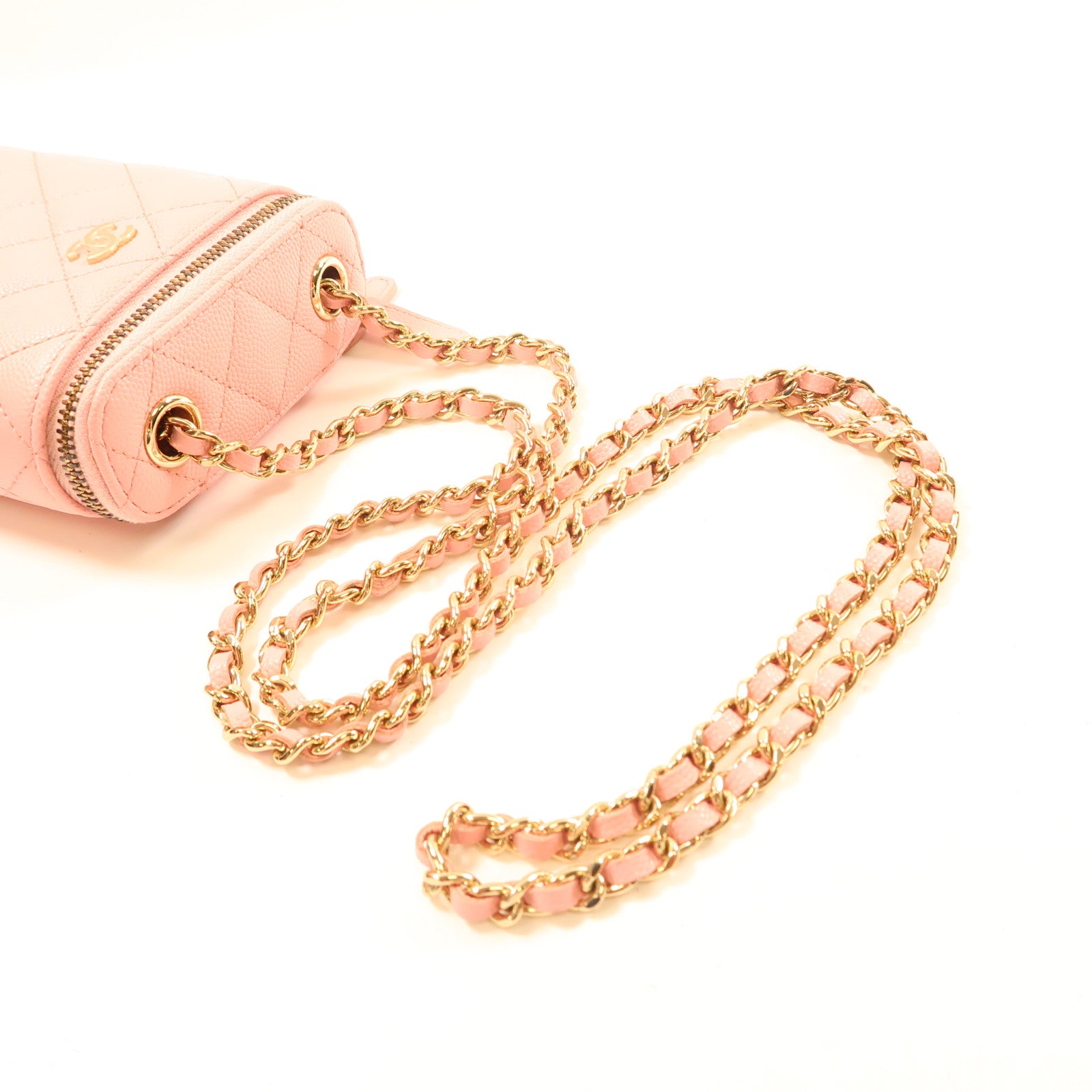 CHANEL 牛皮皮革Chain Shoulder金扣鏈帶肩背袋