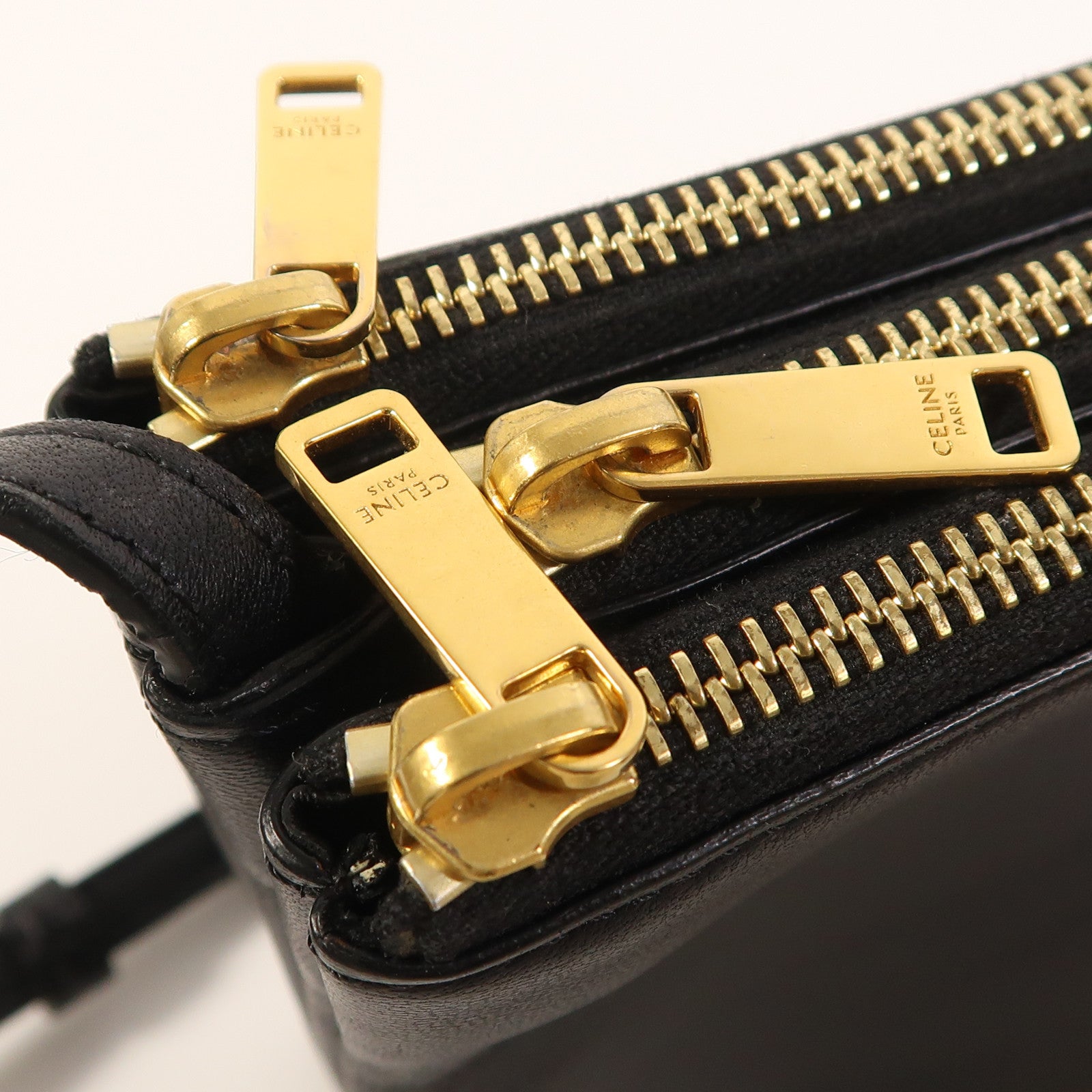 CELINE 羊皮皮革Trio金扣肩背袋