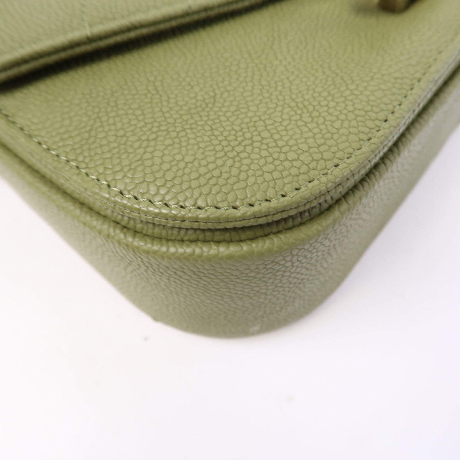 CHANEL Caviar皮革Shoulder Bag金扣手挽肩背兩用袋綠色