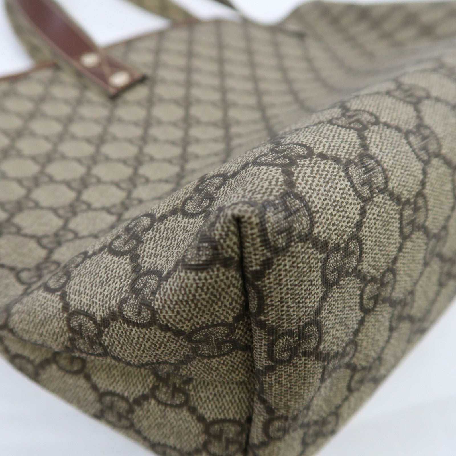 GUCCI 塗層帆布Tote Bag金扣手挽袋啡色