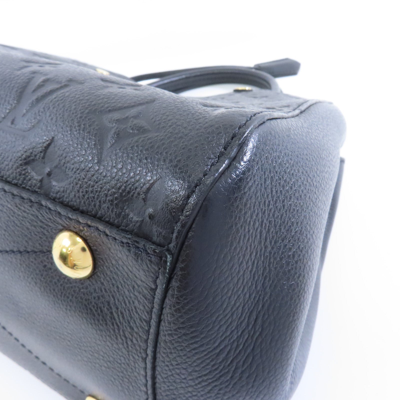 LOUIS VUITTON Monogram Empreinte Montaigne MM金扣手挽肩背兩用袋黑色