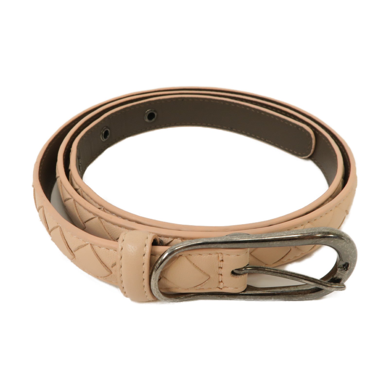 BOTTEGA VENETA 牛皮皮革Belt銀扣皮帶粉紅色