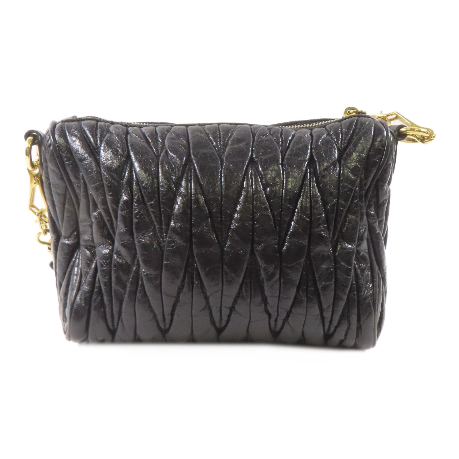 Miu Miu 皮革Shoulder Bag金扣肩背袋黑色
