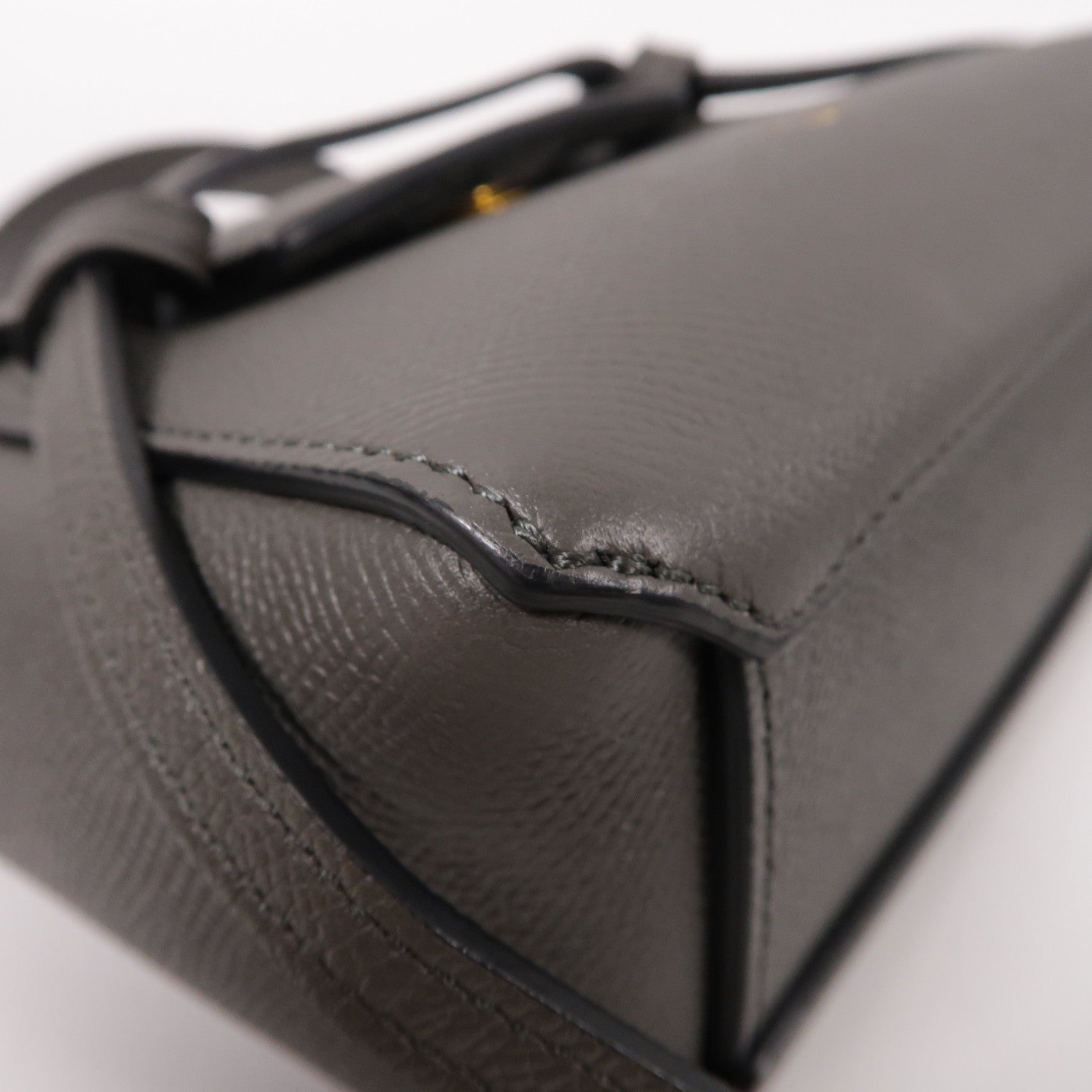CELINE 牛皮皮革Mini Belt Bag金扣手挽肩背兩用袋灰色