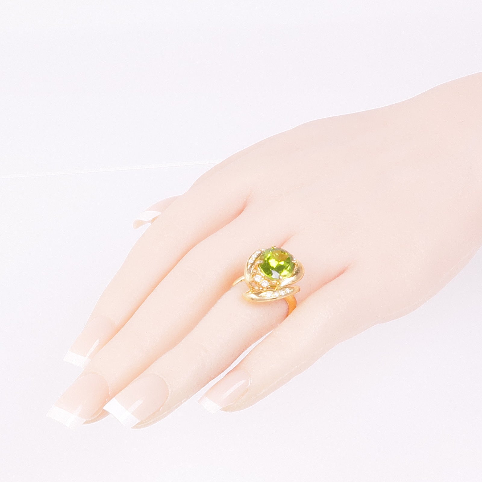 JEWELRY 18K黃金Peridot Diamond Ring橄欖石/鑽石戒指US#6.5