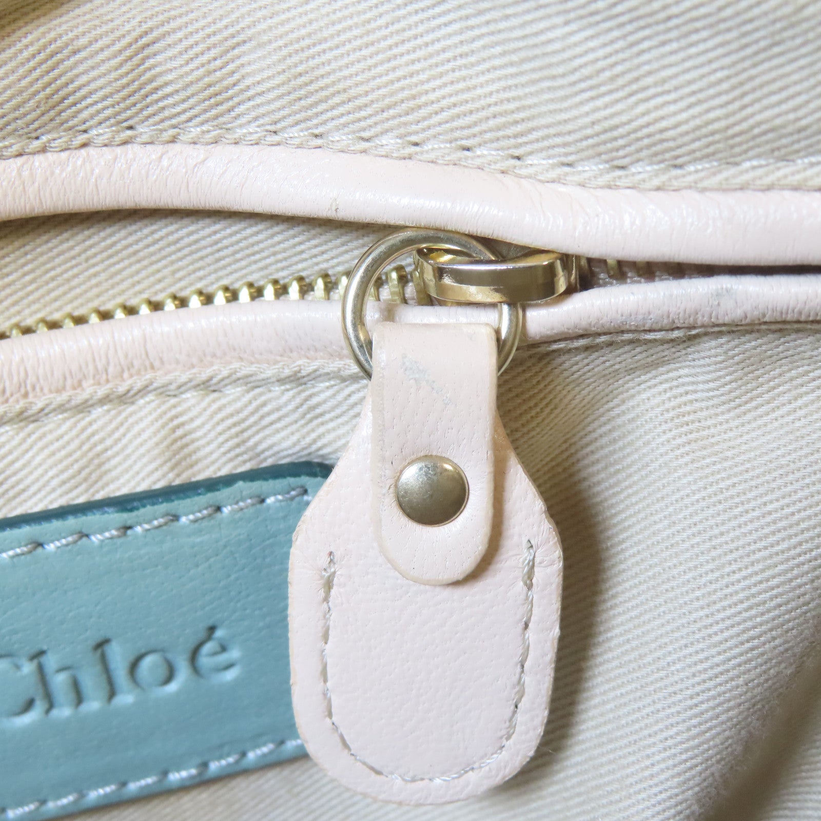 Chloe 牛皮皮革2 Way Shoulder Bag金扣手挽肩背兩用袋淺綠色