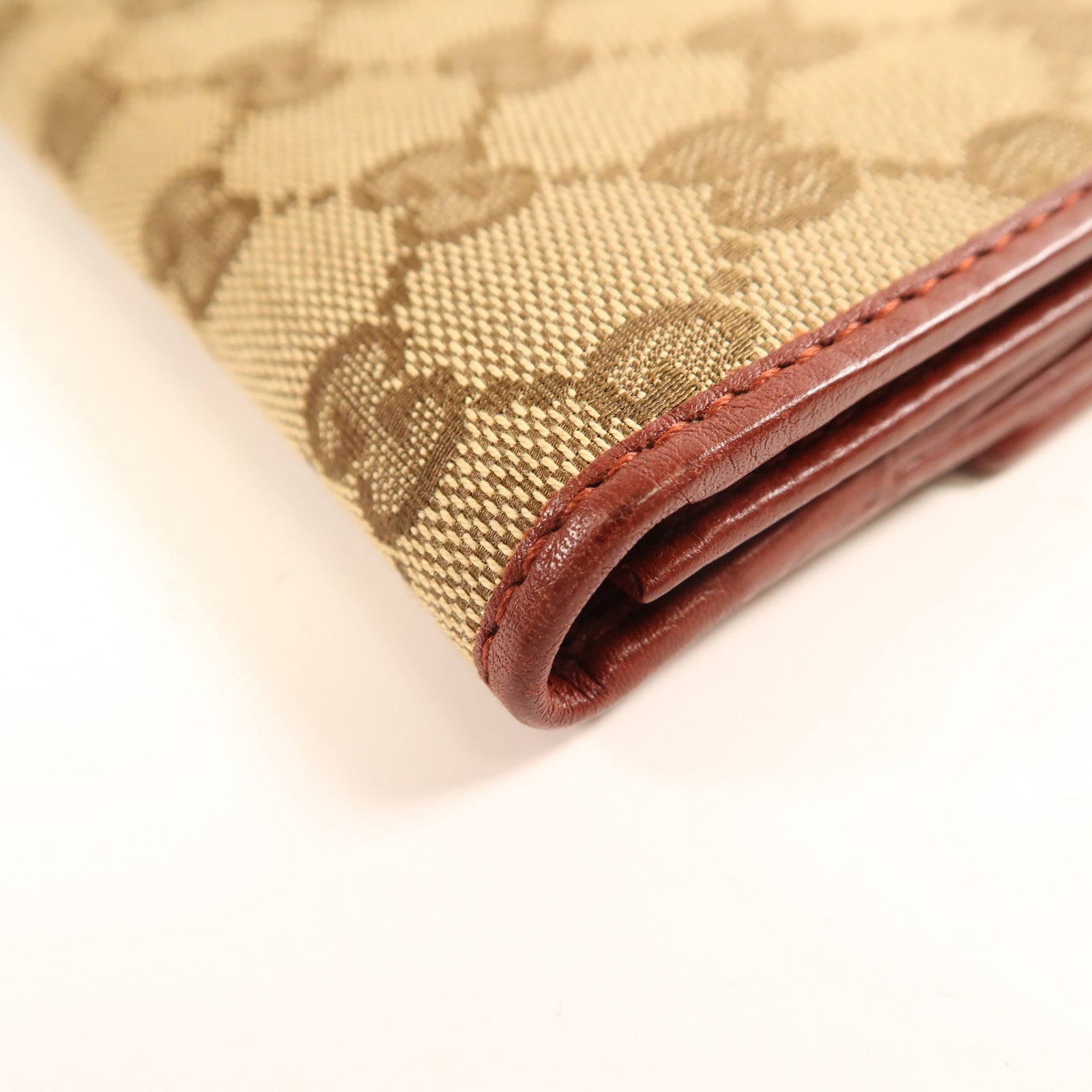 GUCCI 帆布/皮革Long Wallet金扣長錢包