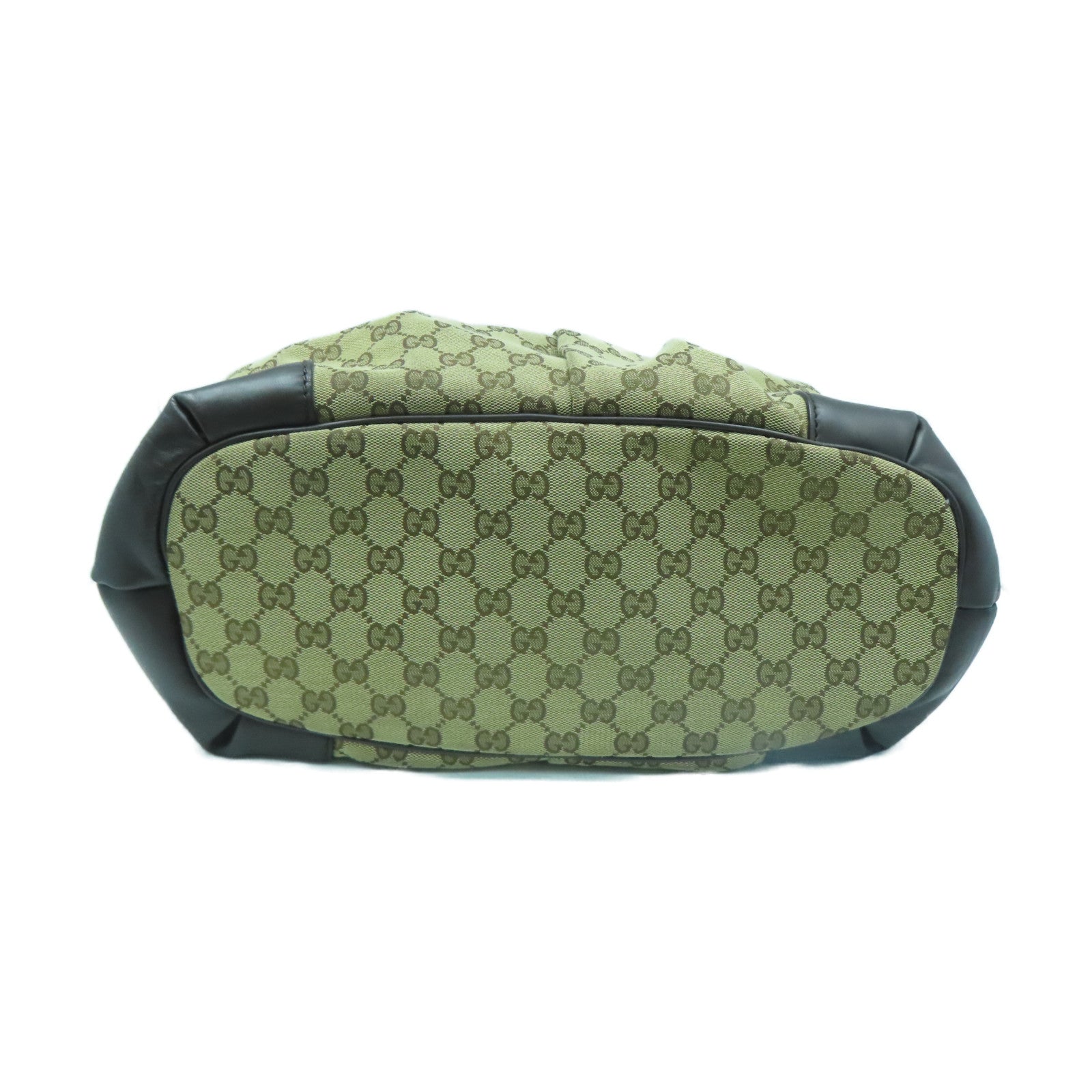 GUCCI 【激減優惠】帆布/牛皮皮革Shoulder Bag金扣手挽肩背兩用袋啡色