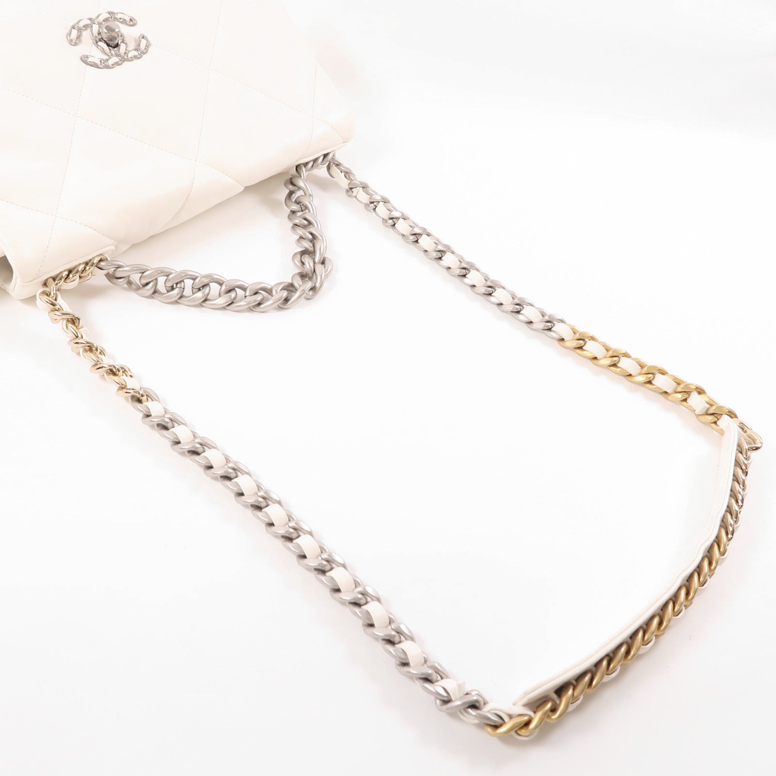 CHANEL CC C19 Medium 2 Way Shoulde Bag Lambskin Leather
