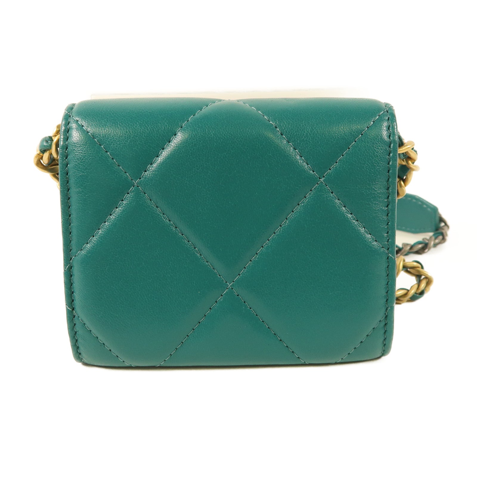 CHANEL 羊皮皮革C19 Card Case Chain Shoulder Bag鏈帶肩背袋