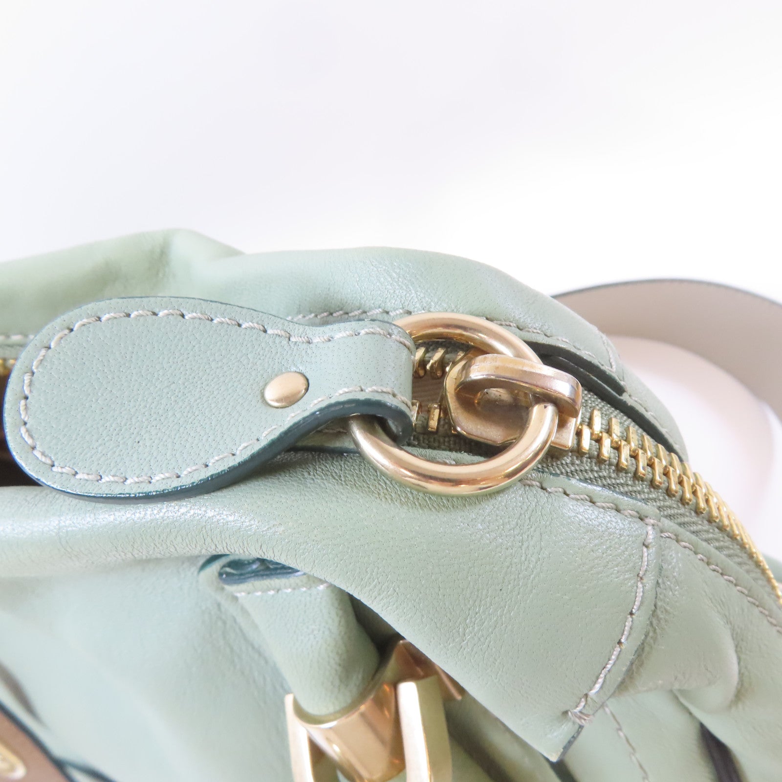 Chloe 牛皮皮革2 Way Shoulder Bag金扣手挽肩背兩用袋淺綠色