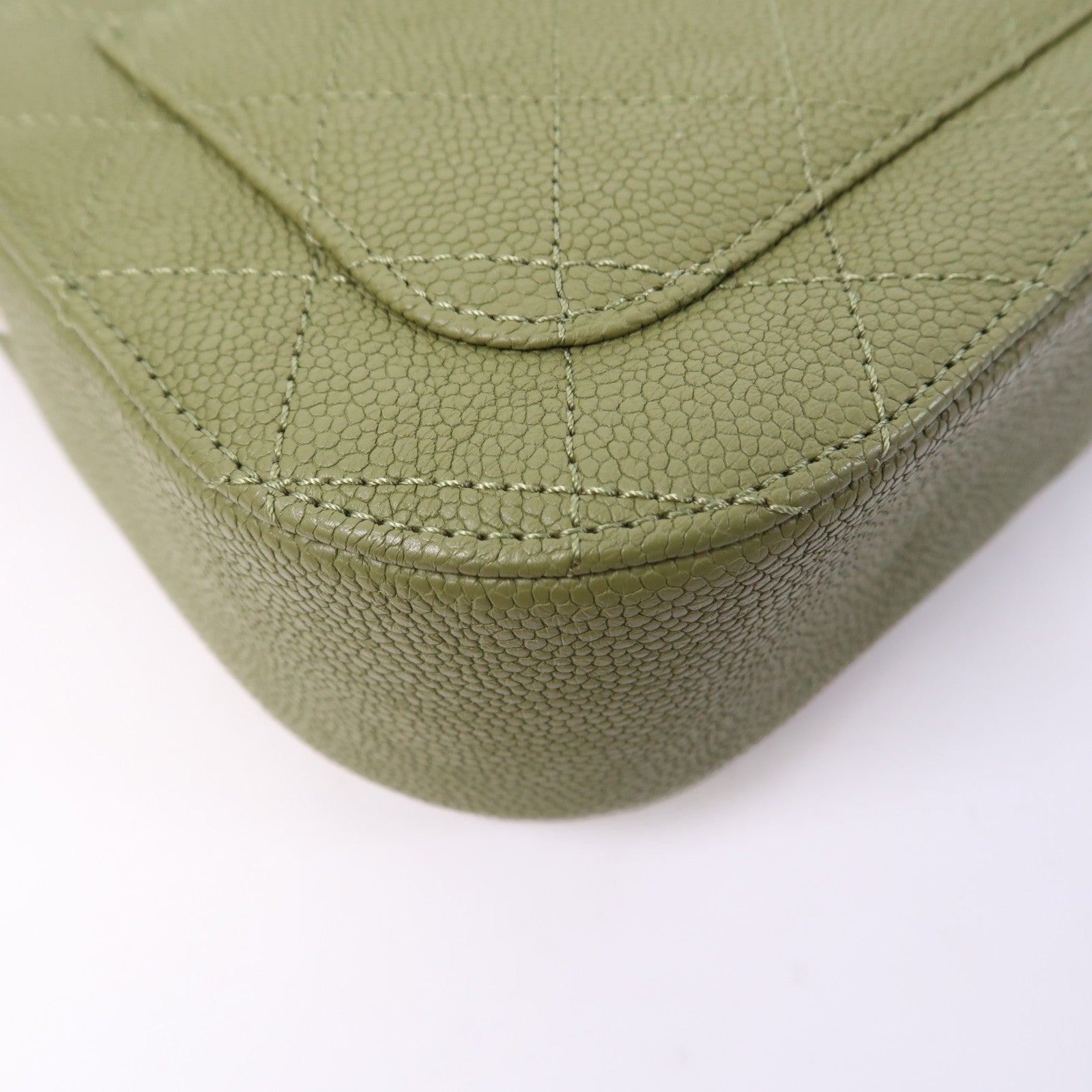 CHANEL Caviar皮革Shoulder Bag金扣手挽肩背兩用袋綠色