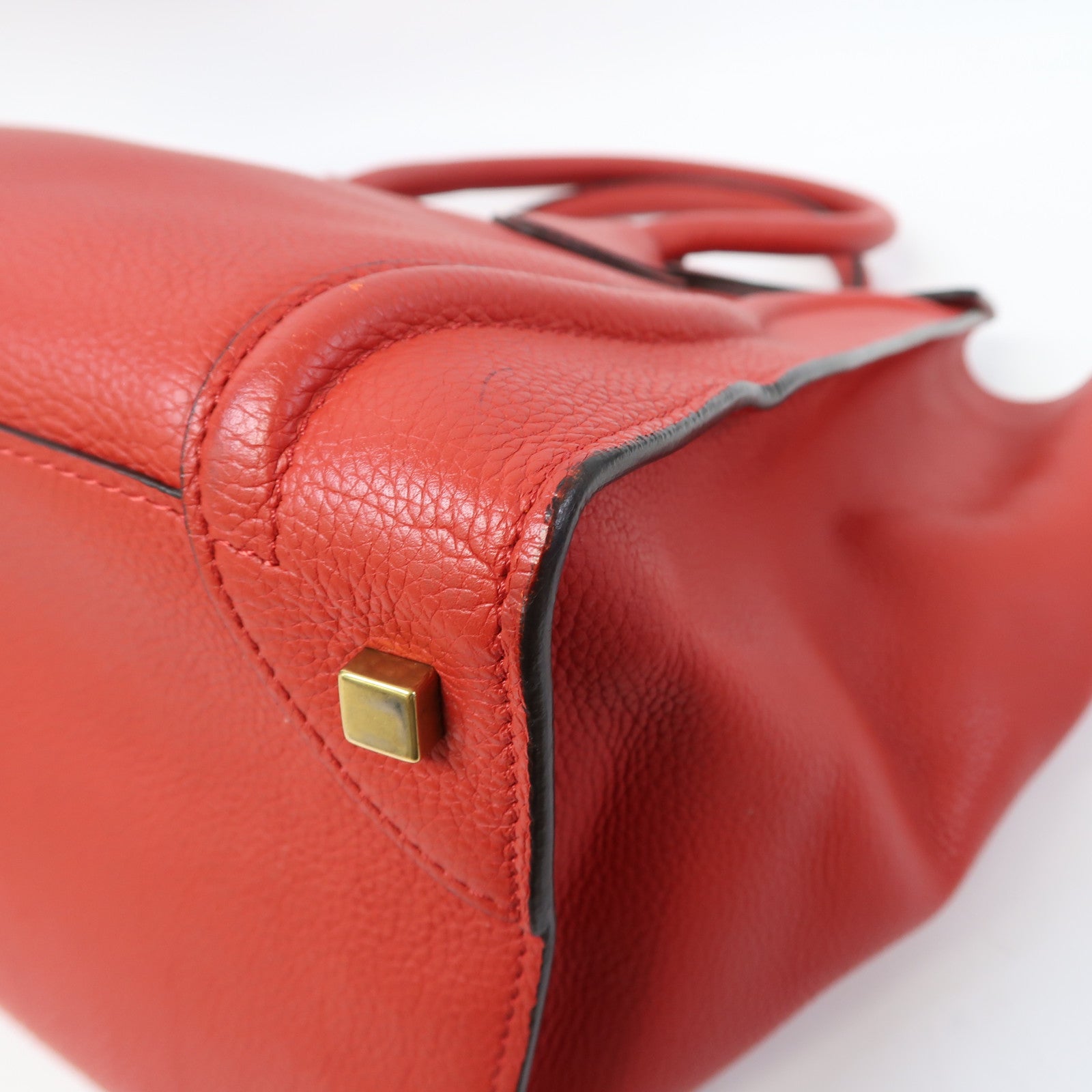 CELINE 牛皮皮革Luggage金扣手挽袋紅色