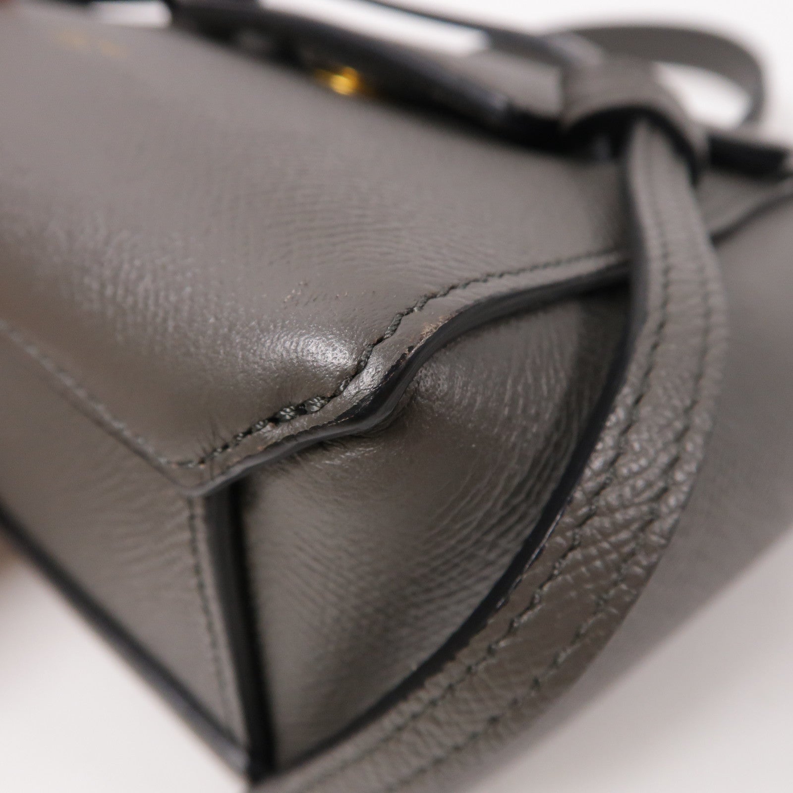 CELINE 牛皮皮革Mini Belt Bag金扣手挽肩背兩用袋灰色