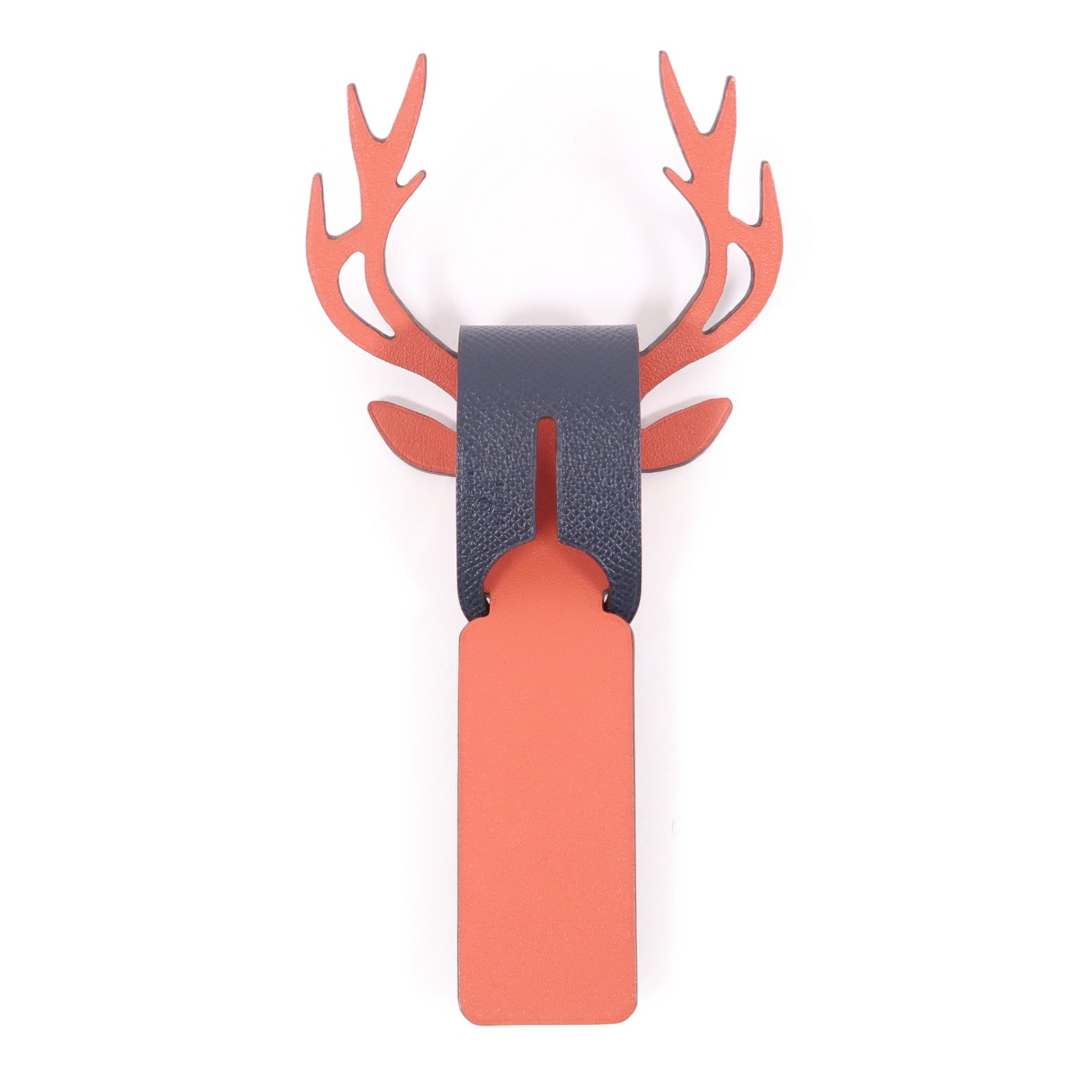 HERMES Petit H Reindeer Deer Travel Luggage Tag Charm Epsom Leather Blue/Red