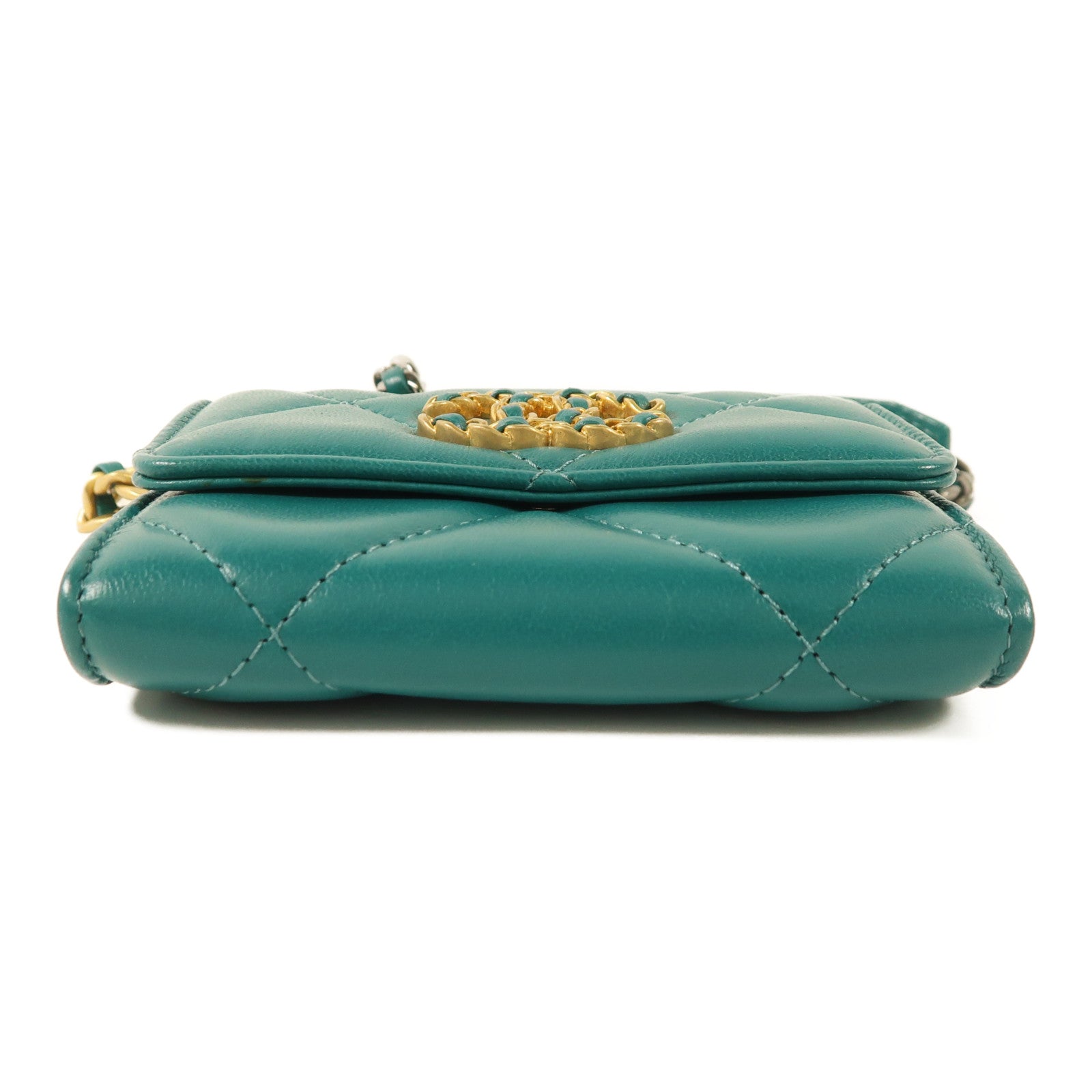 CHANEL 羊皮皮革C19 Card Case Chain Shoulder Bag鏈帶肩背袋