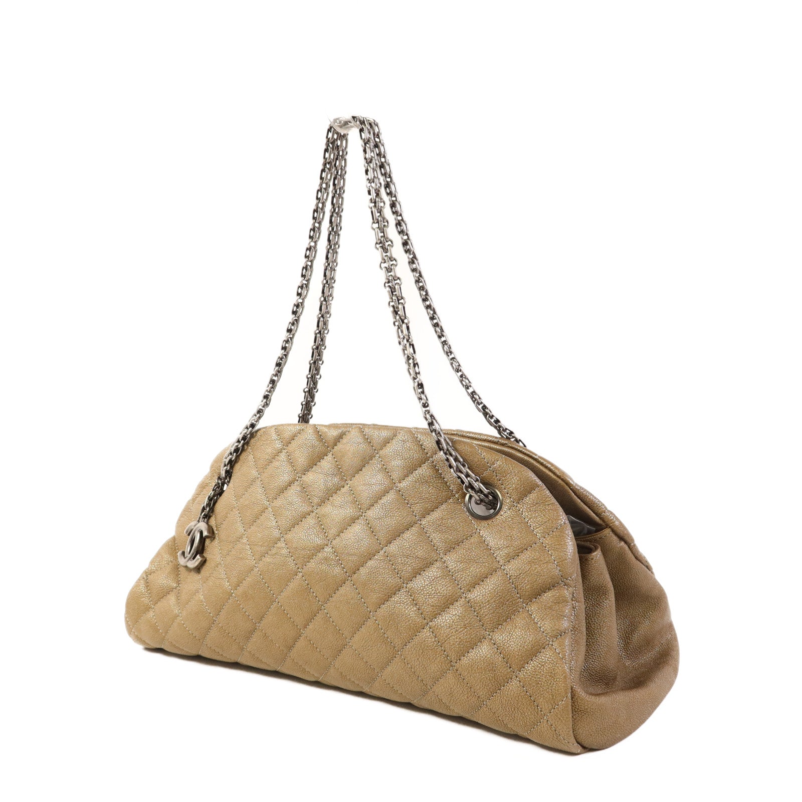 CHANEL 牛皮皮革Mademoiselle Bowling Bag鏈帶肩背袋