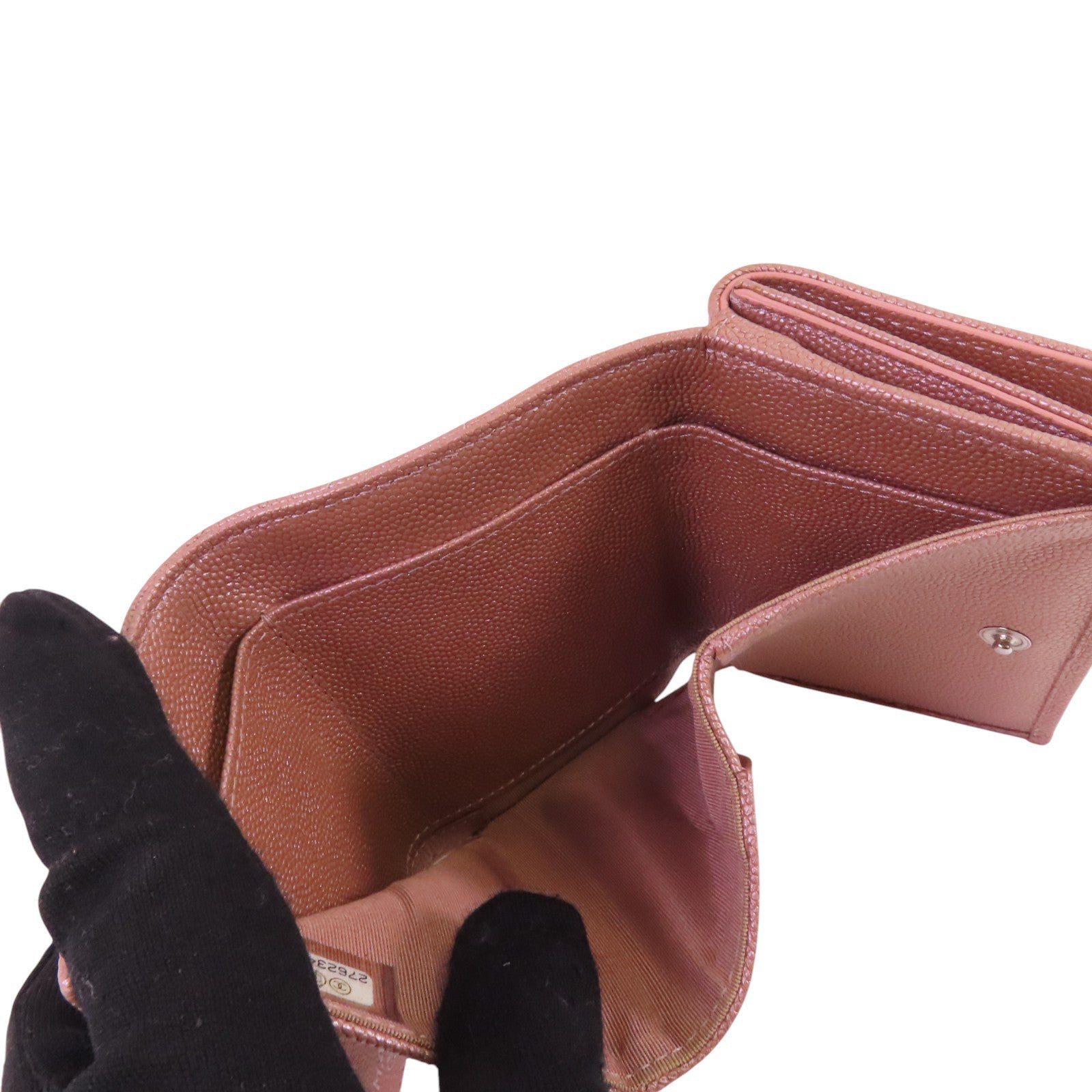 CHANEL 牛皮皮革Mini Wallet銀扣短錢包