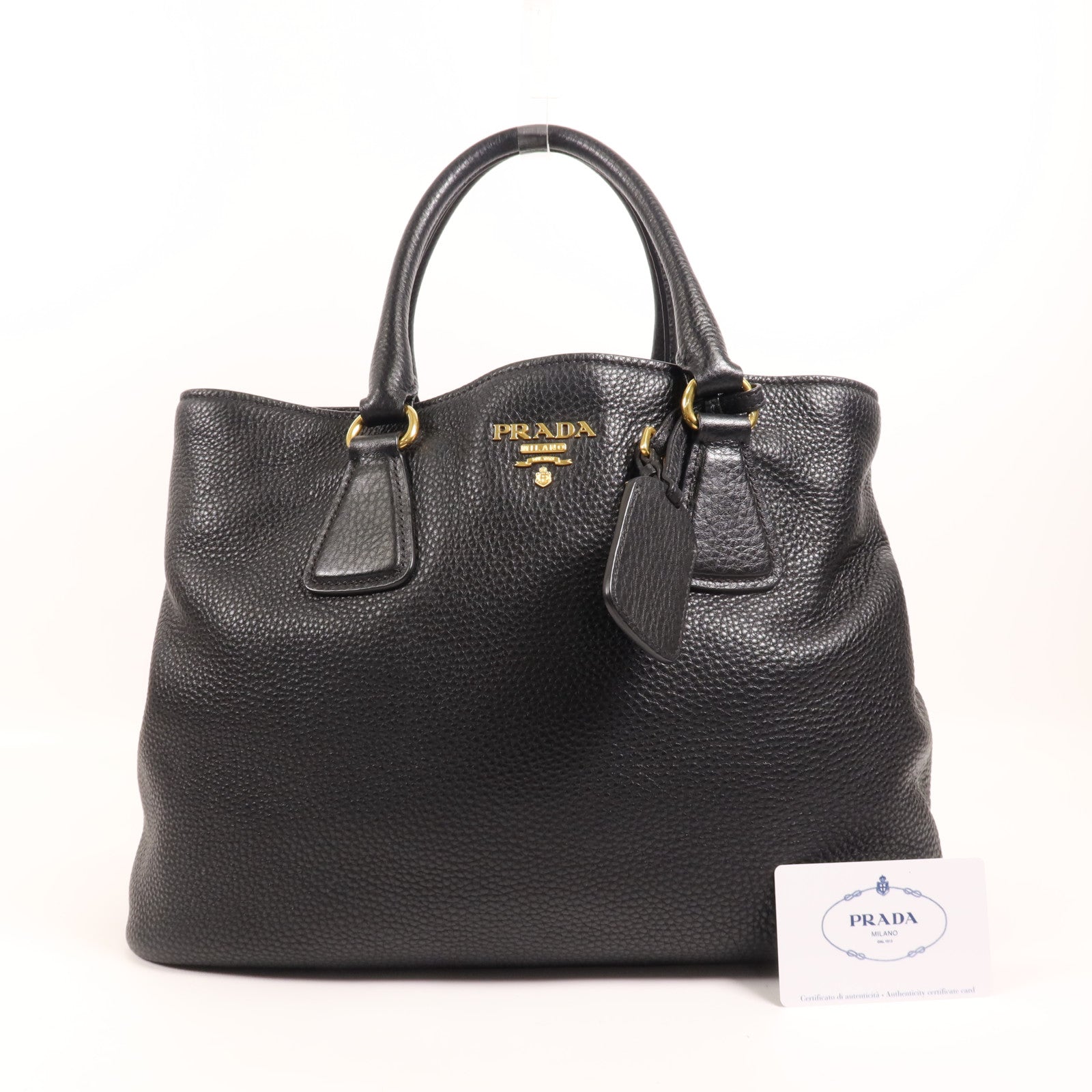 PRADA 牛皮皮革Tote Bag金扣手挽袋