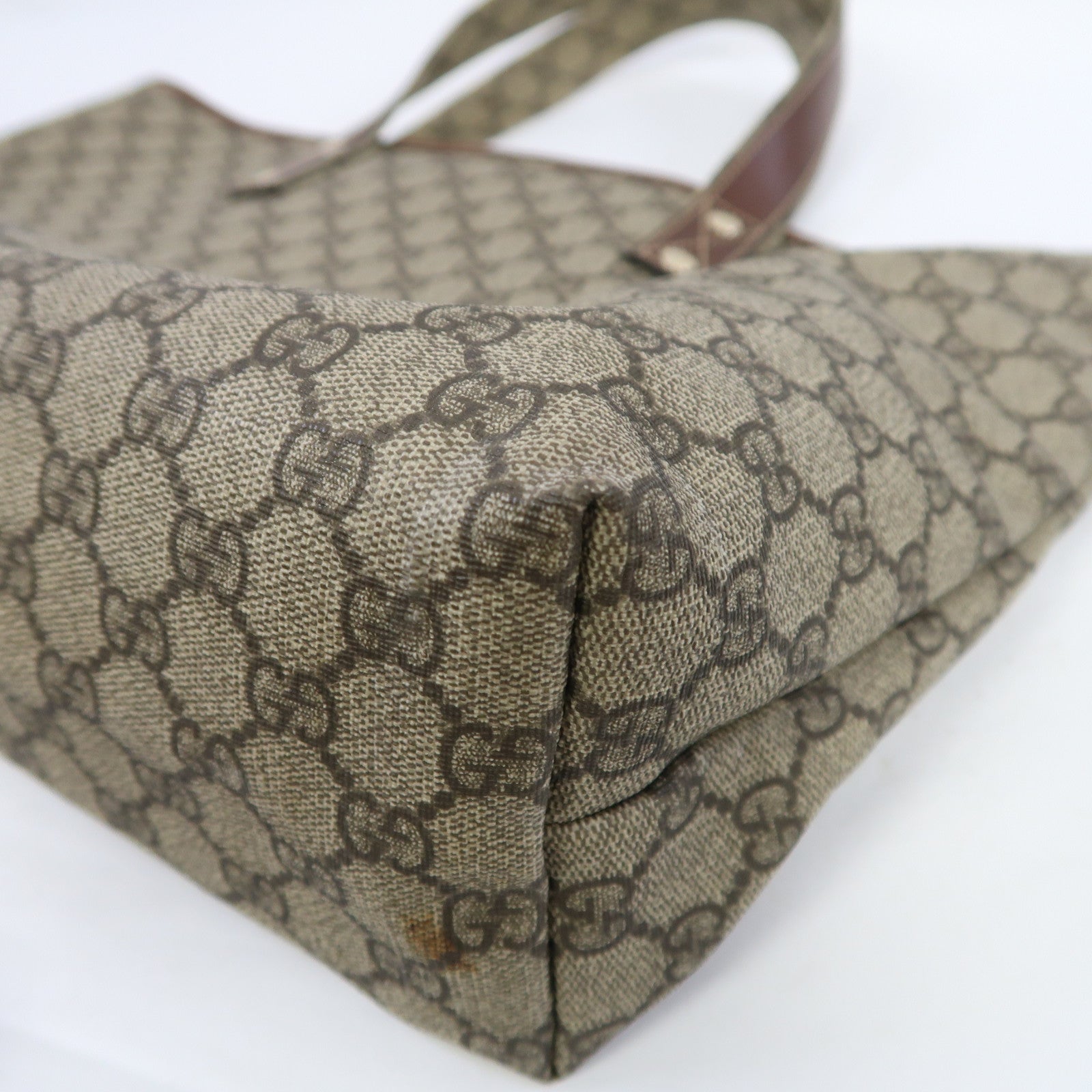 GUCCI 塗層帆布Tote Bag金扣手挽袋啡色