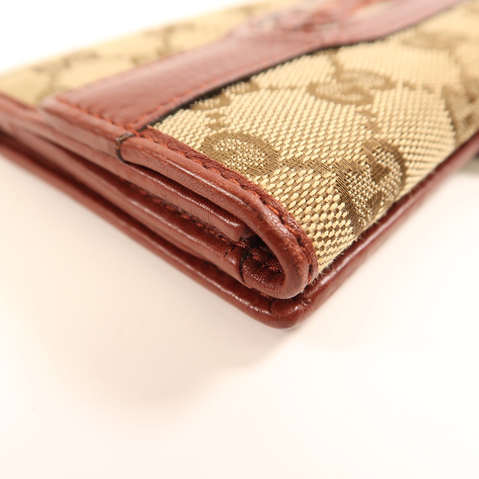 GUCCI 帆布/皮革Long Wallet金扣長錢包