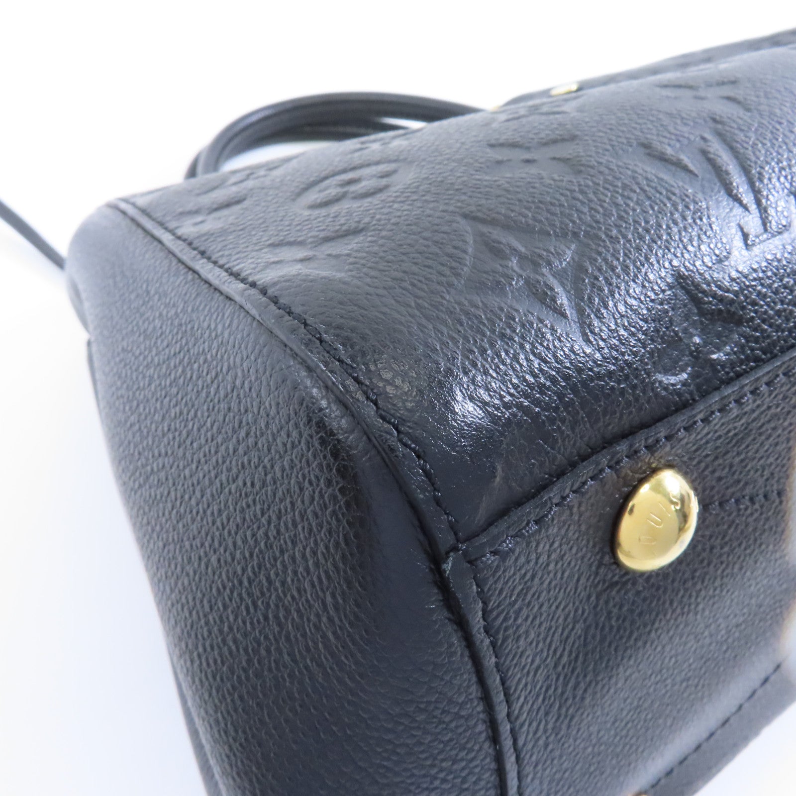 LOUIS VUITTON Monogram Empreinte Montaigne MM金扣手挽肩背兩用袋黑色